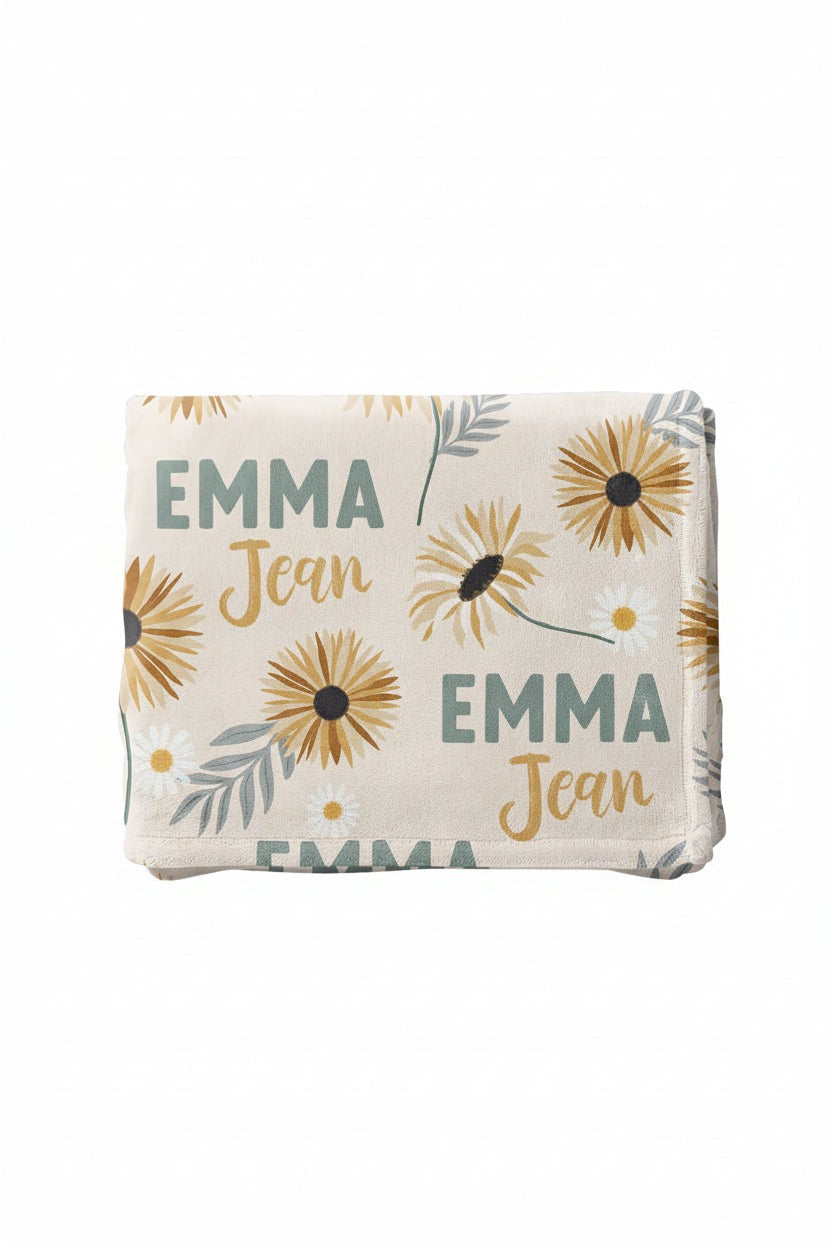 Sunday's Daisy Personalized Kids Blanket