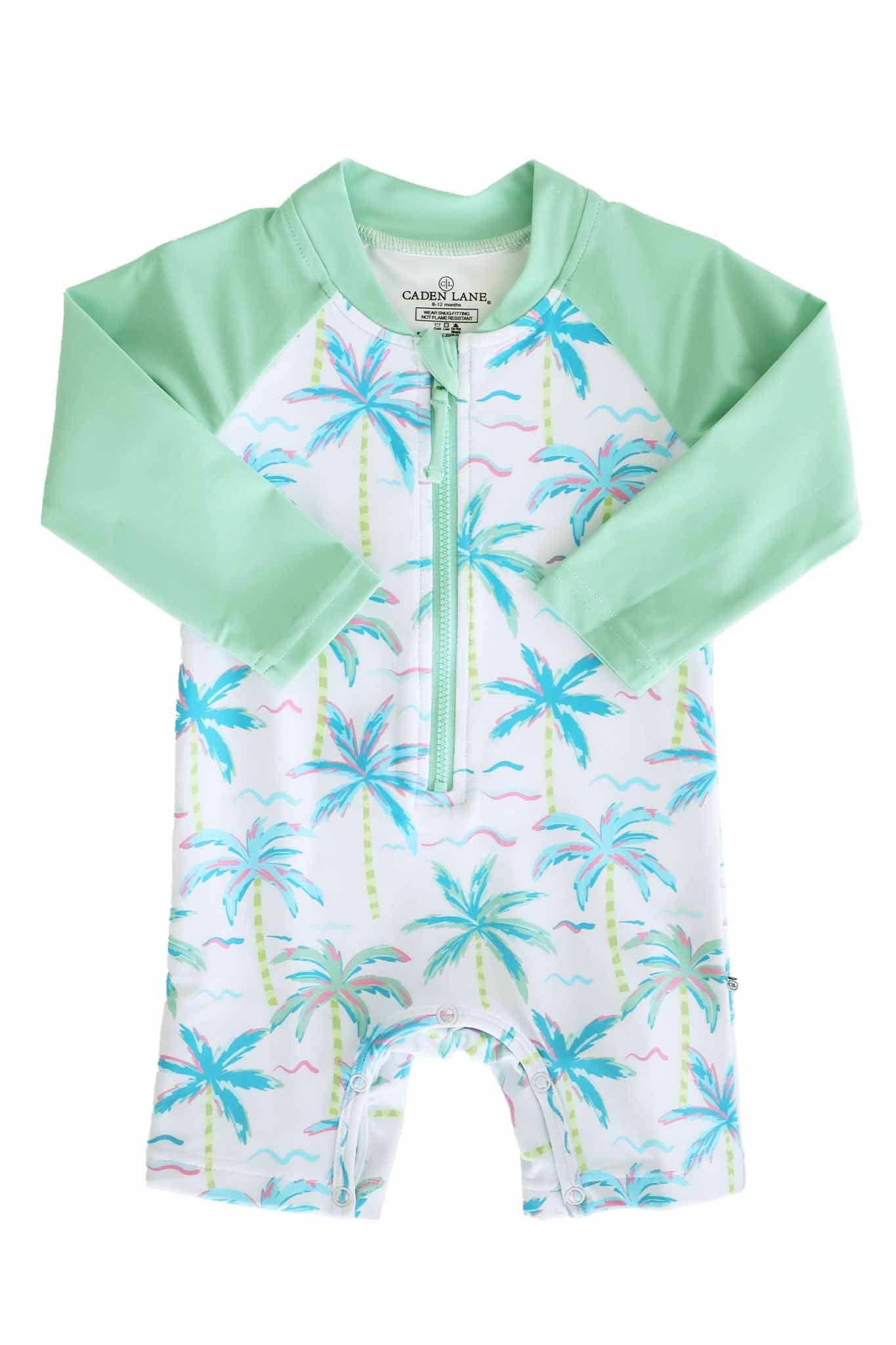Long Sleeve Rash Guard Swim Romper Shortie | Blue Lagoon