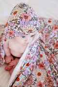 Embroidered Bamboo Hooded Towel | Purple Floral
