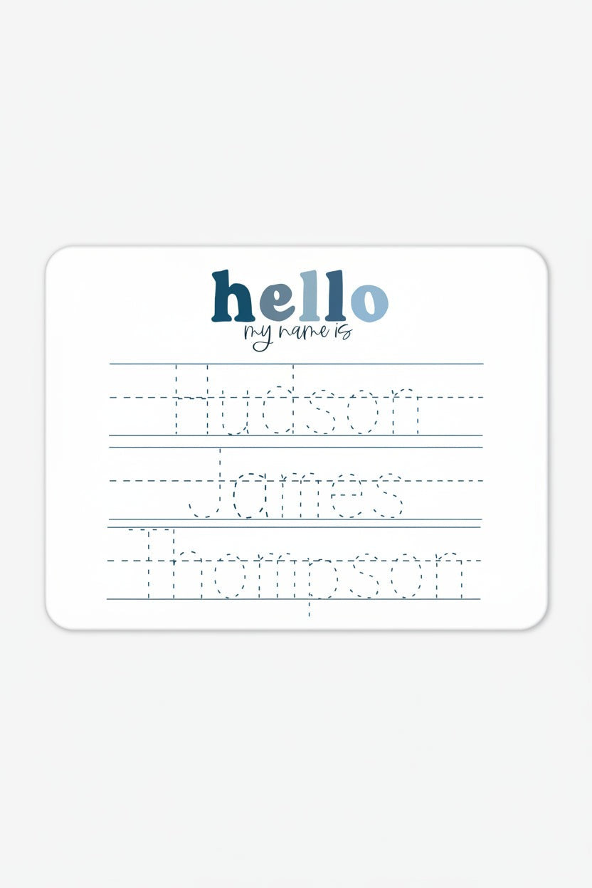 Kids Personalized Whiteboard | Hello My Name Is - Blues