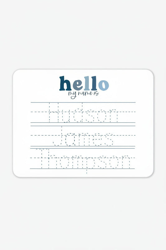 Kids Personalized Whiteboard | Hello My Name Is - Blues