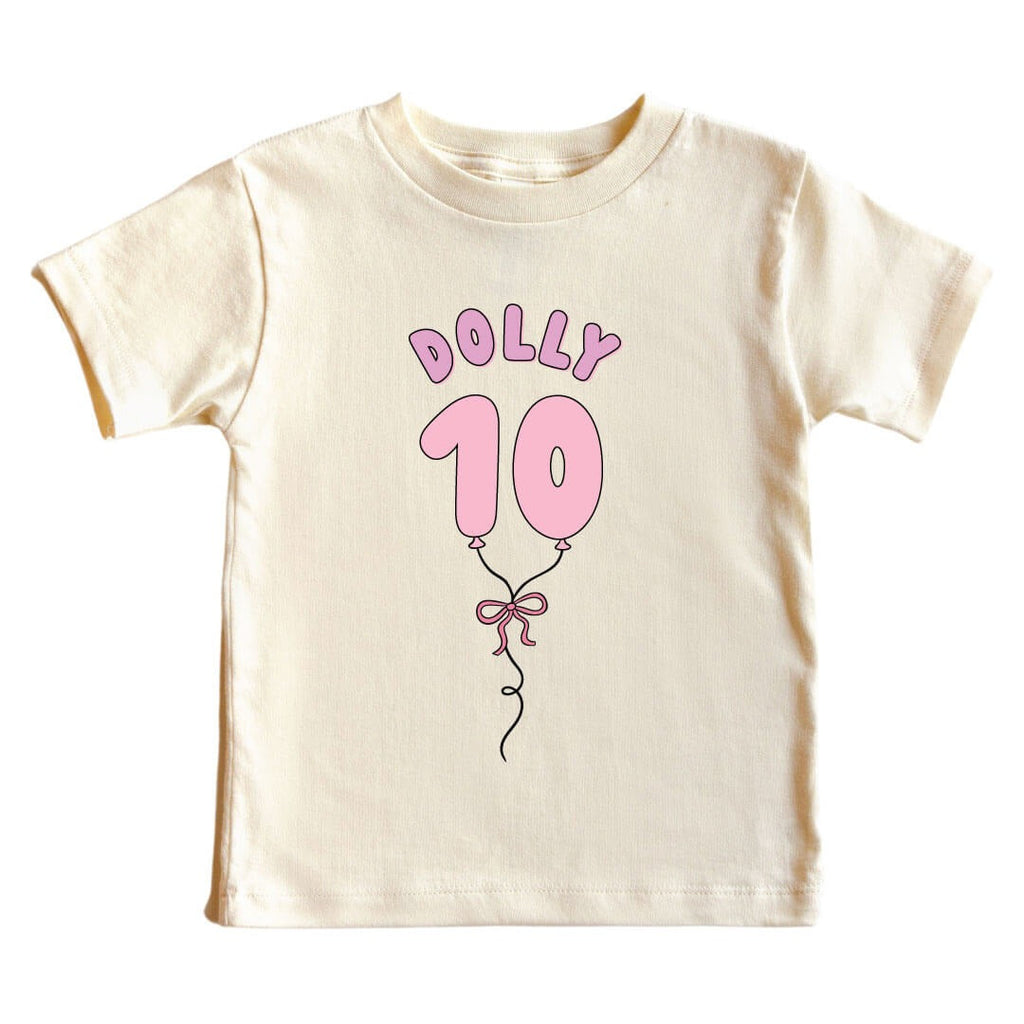 Personalized Pink Birthday Graphic Bodysuit & Kids Tee | Natural