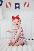 Smocked Twirl Bodysuit | Red, White & Cool