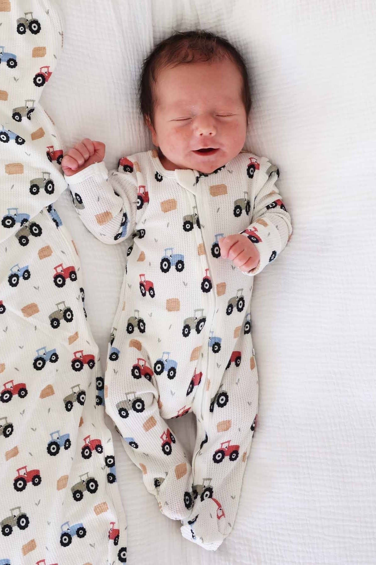 Little Farmer Bamboo Waffle Zipper Footie