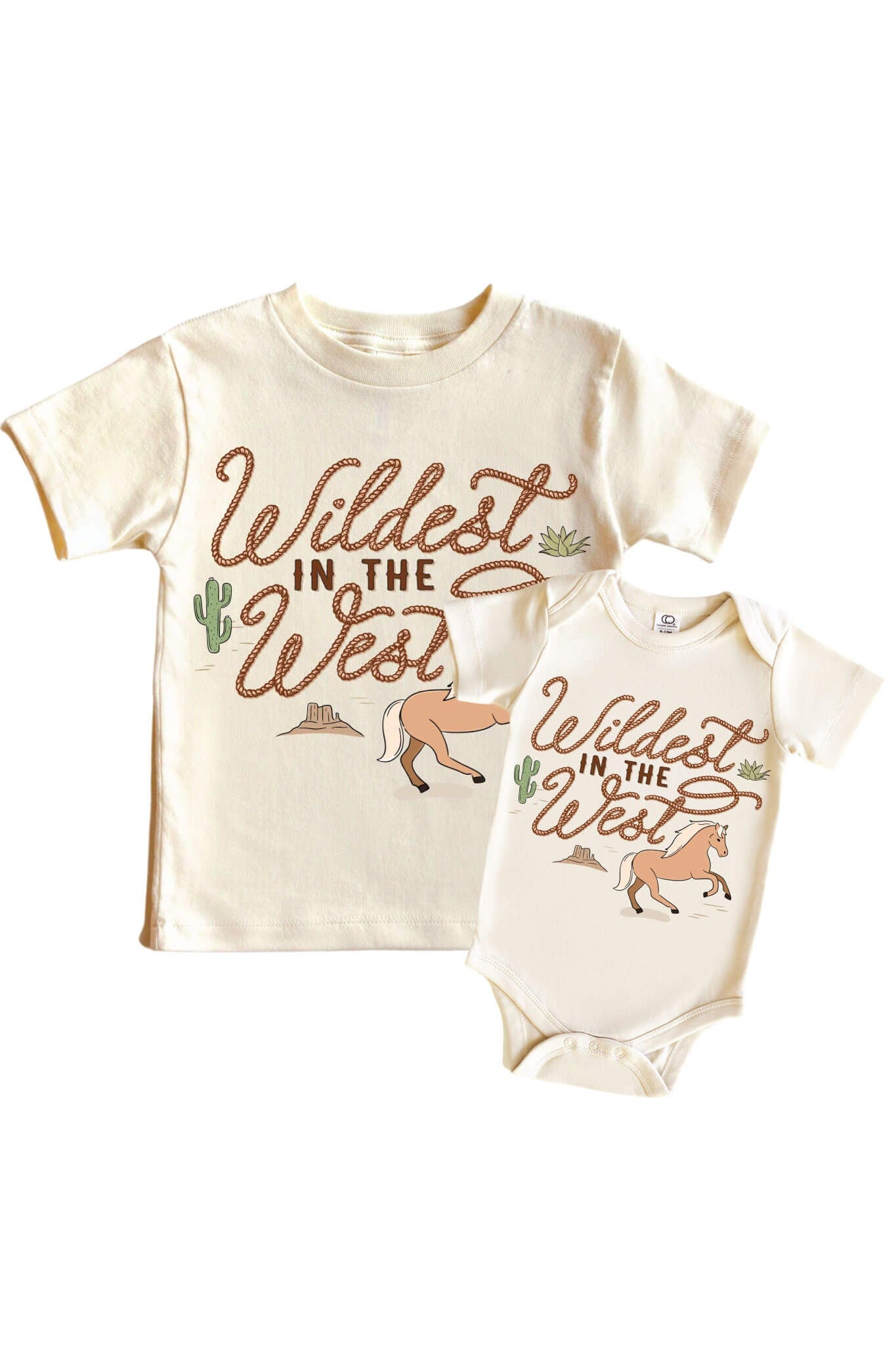 Wildest In The West Neutral Graphic Bodysuit & Kids Tee | Natural