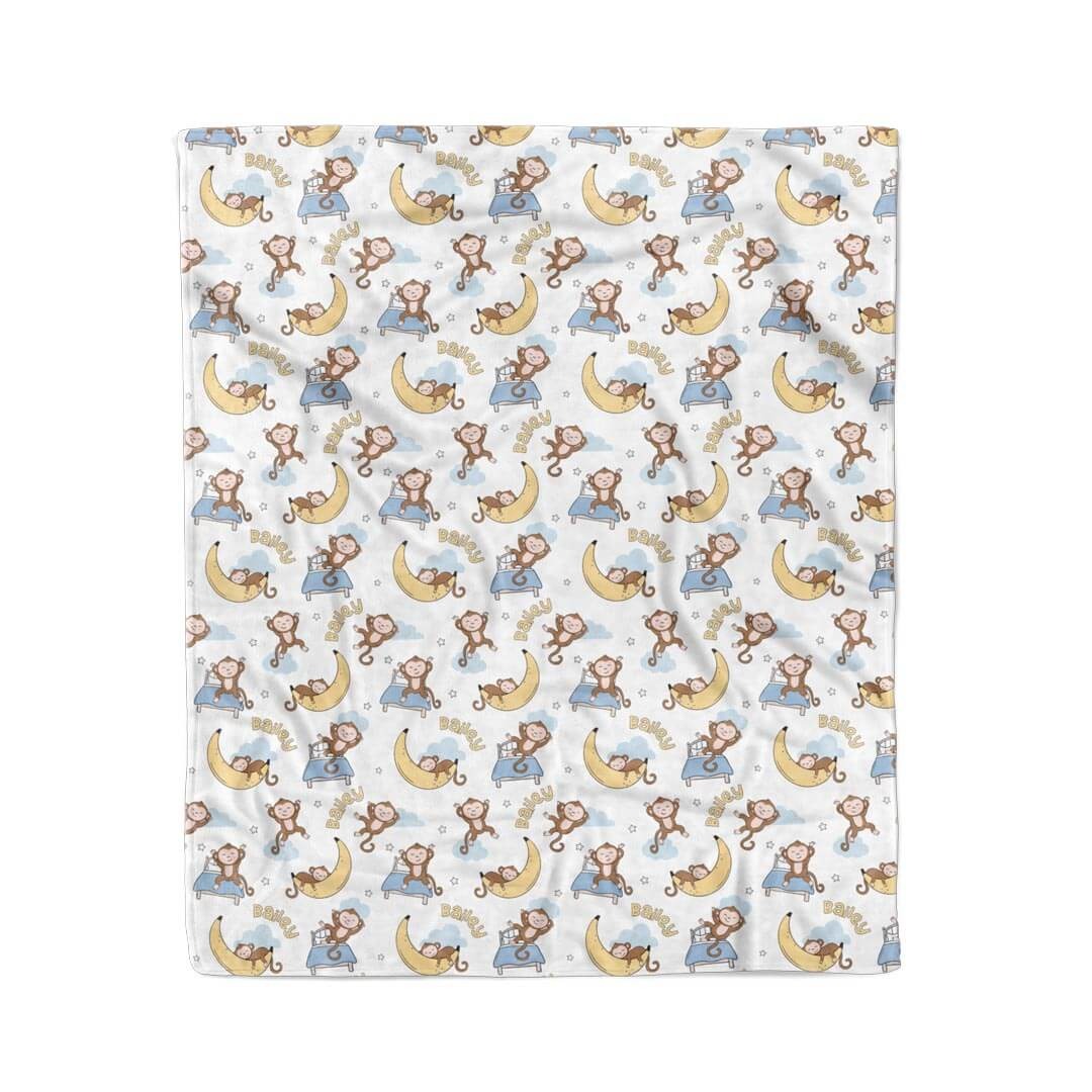 Monkey See, Monkey Snooze Personalized Kids Blanket