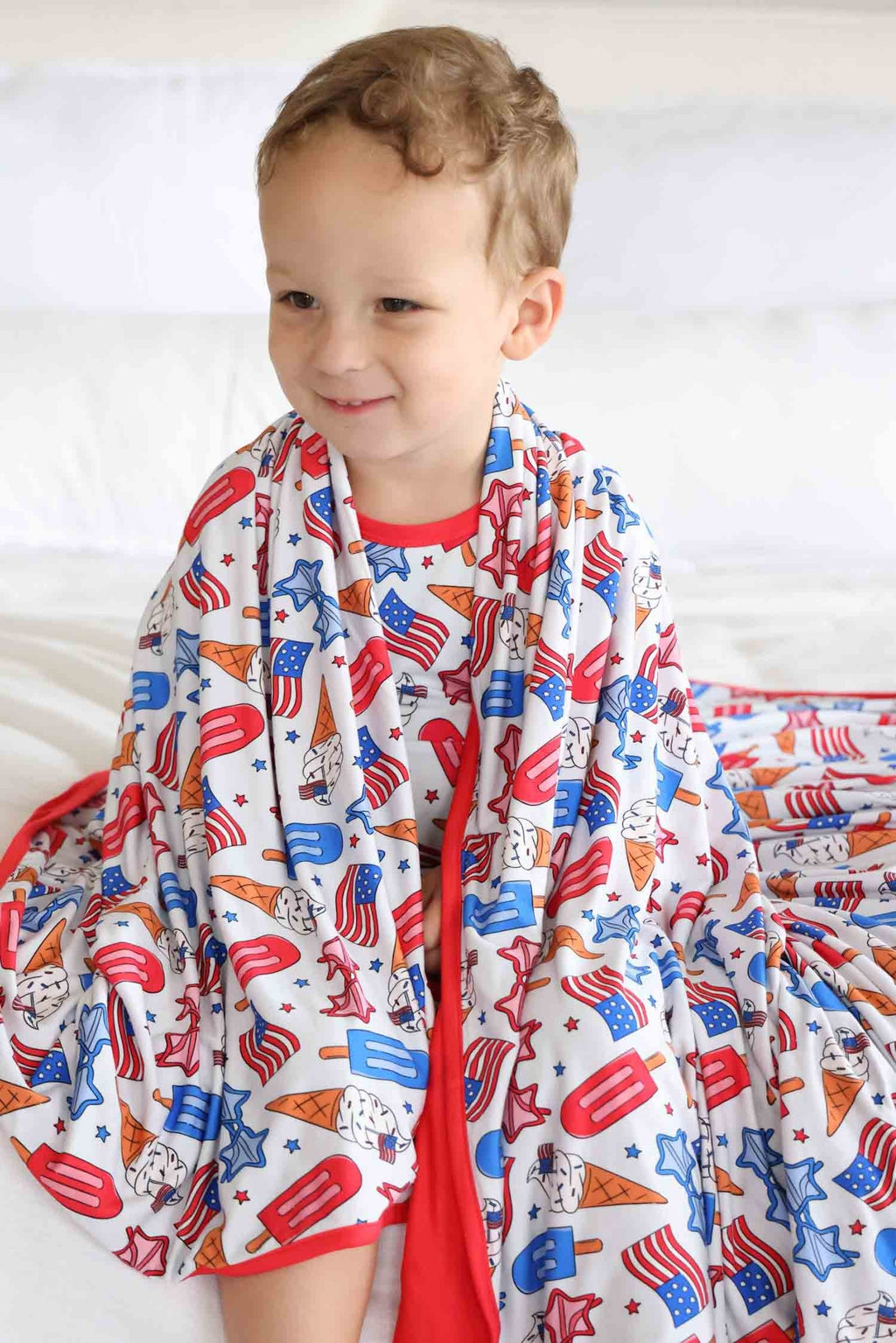 Double Sided Bamboo Blanket | Red, White & Cool