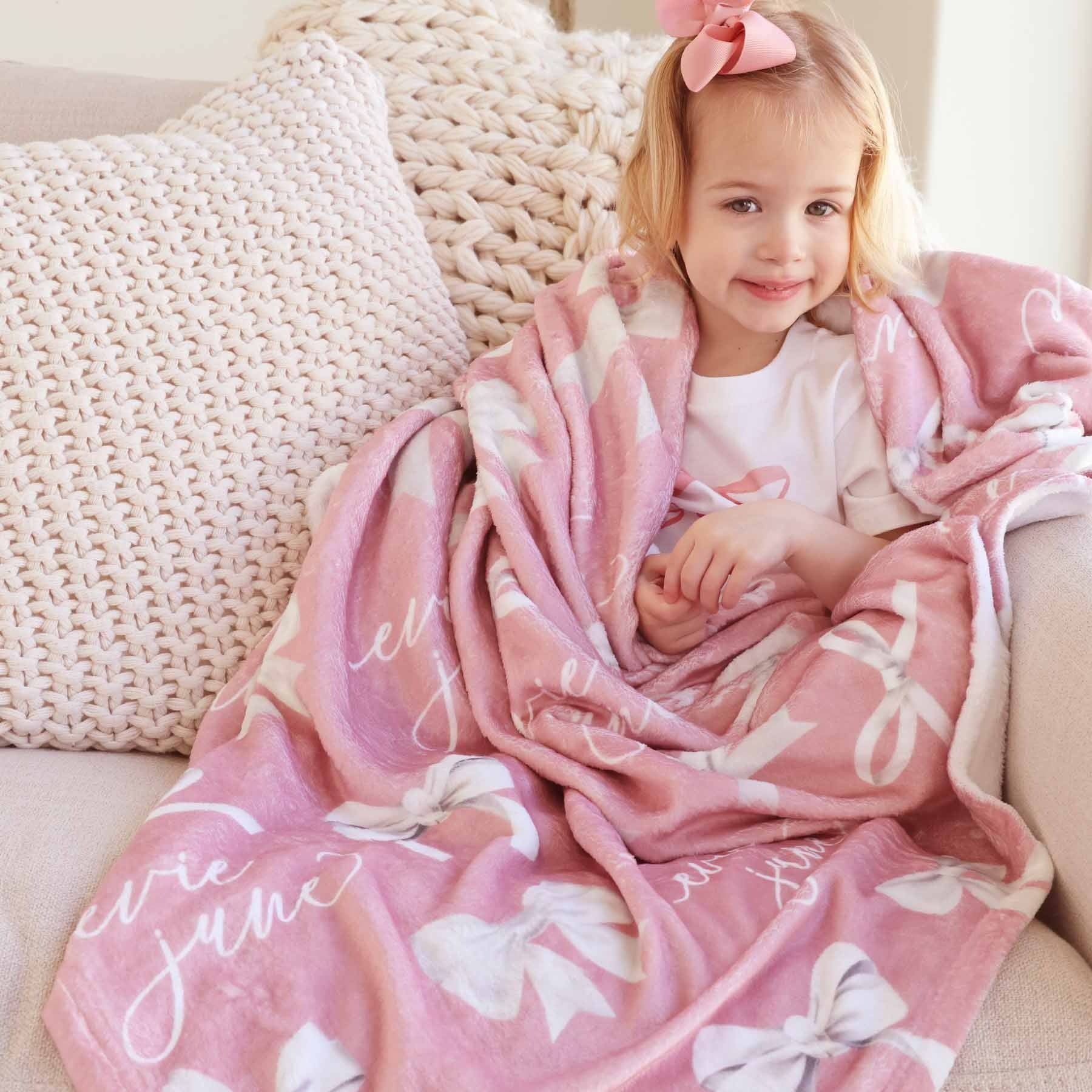 Bow Personalized Kids Blanket