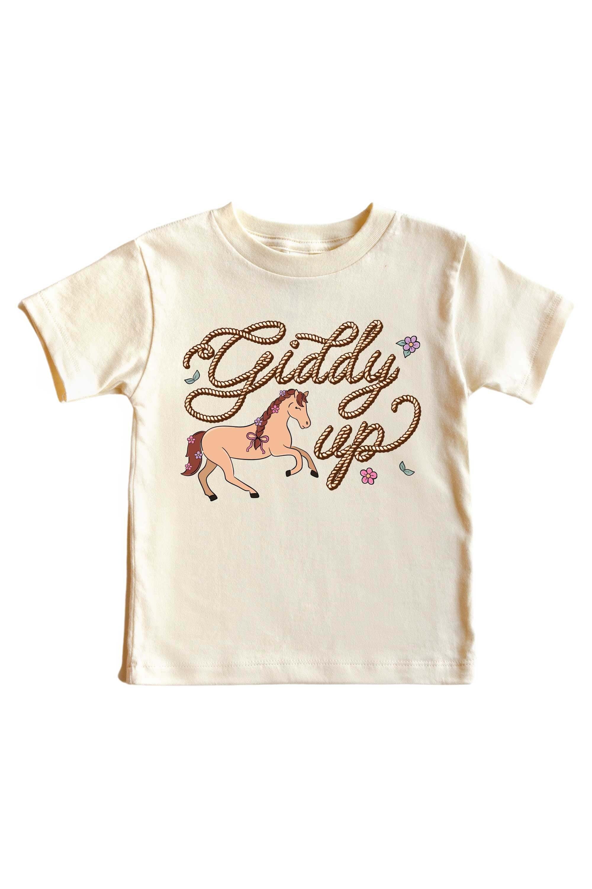 Giddy Up Pink Graphic Bodysuit & Kids Tee | Natural