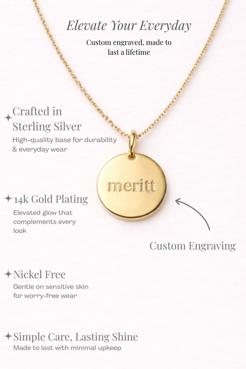 Engraved Circle Charm Necklace