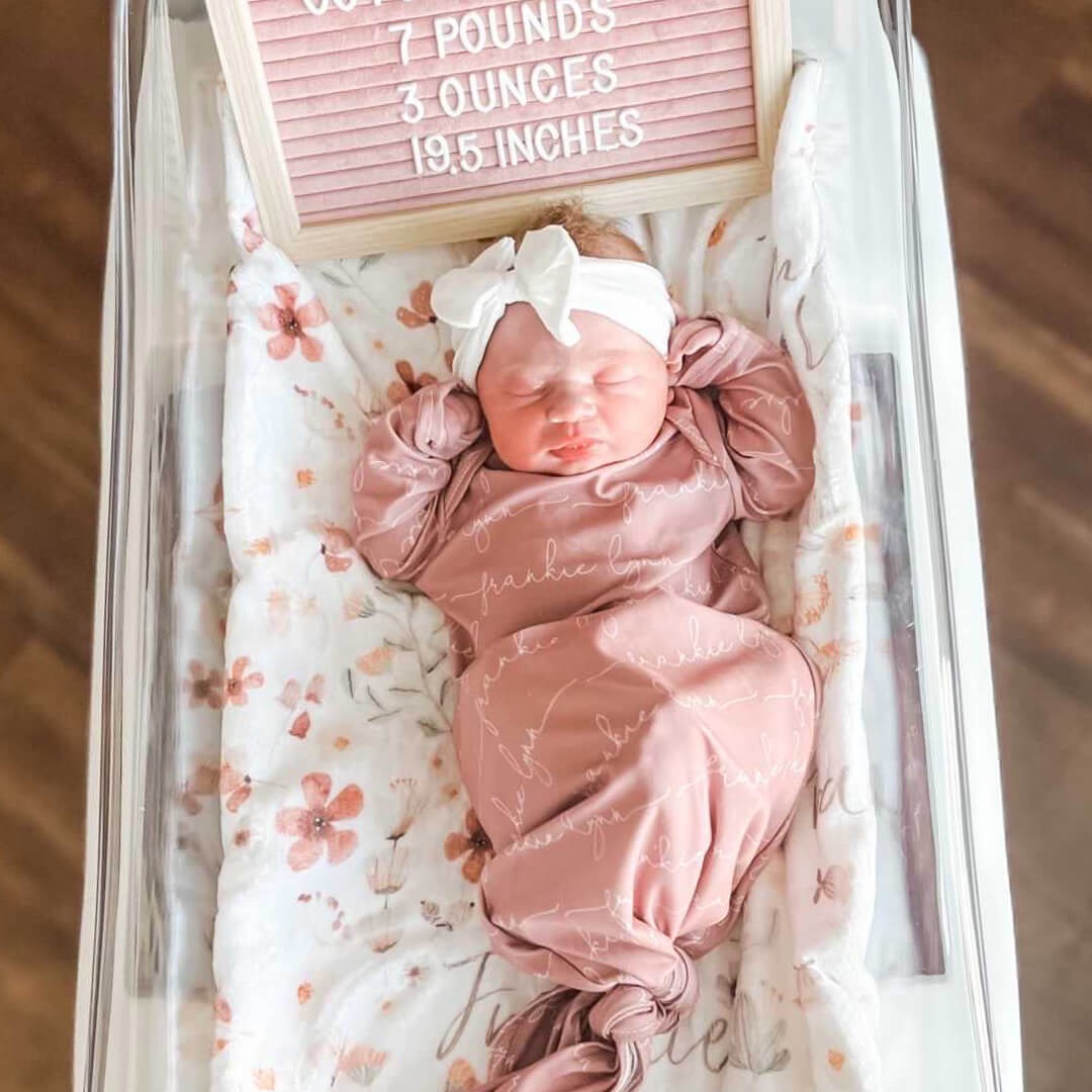 Solid Mauve Personalized Newborn Baby Knot Gown