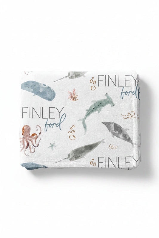 Sea Life Personalized Toddler Blanket