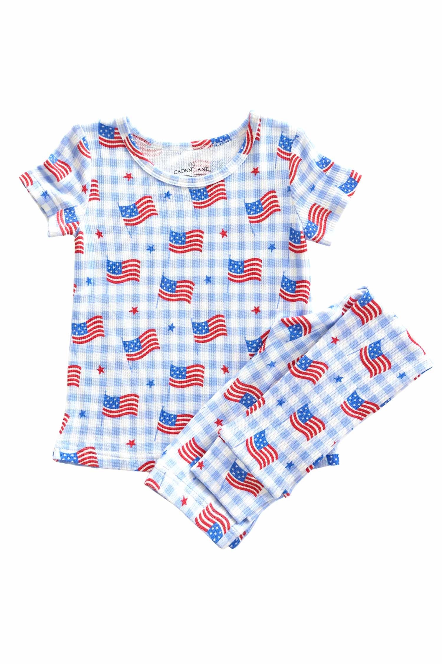 Bamboo Waffle Two Piece Pajama Set | Star-Spangled Picnic