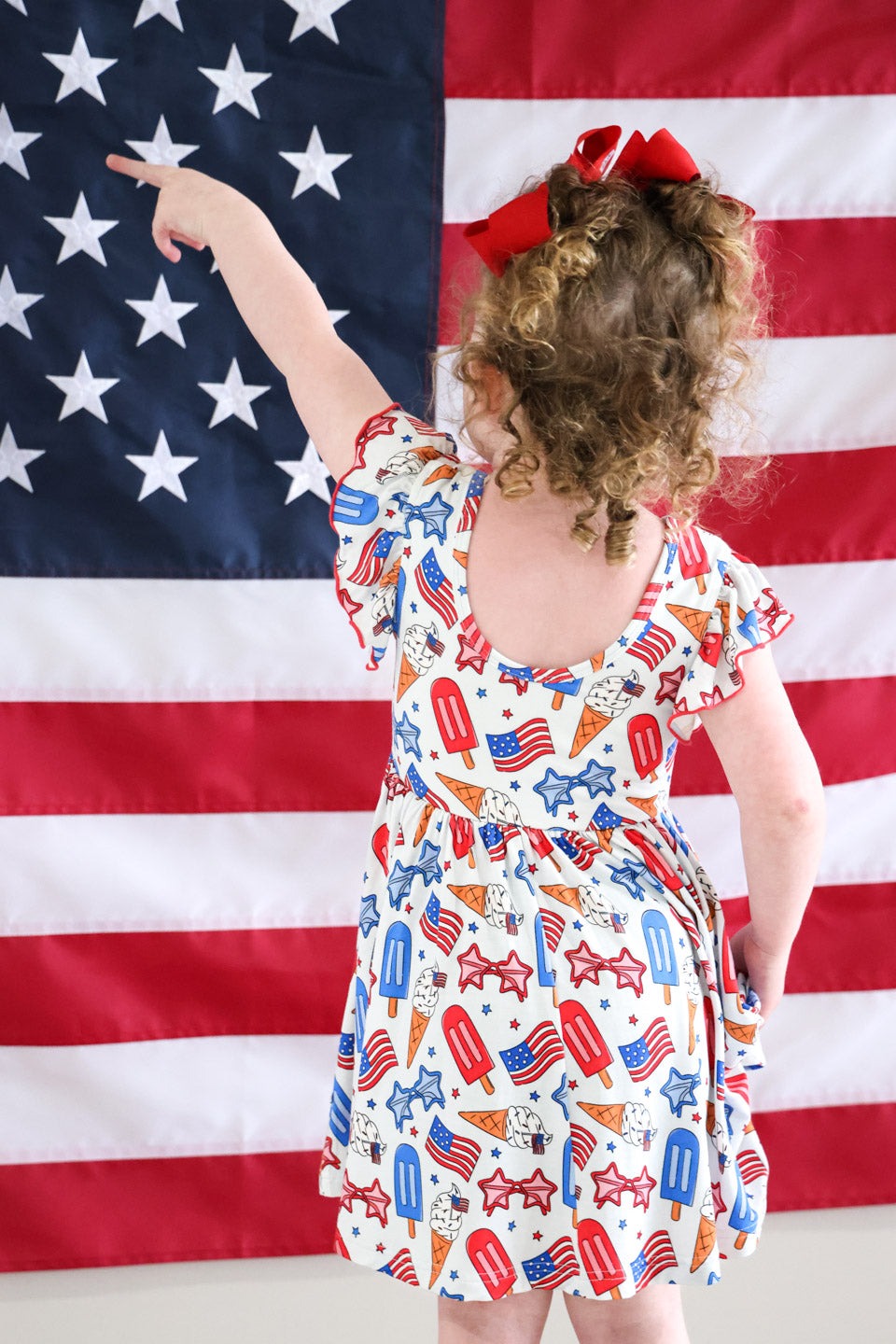 Ruffle Twirl Dress | Red, White & Cool