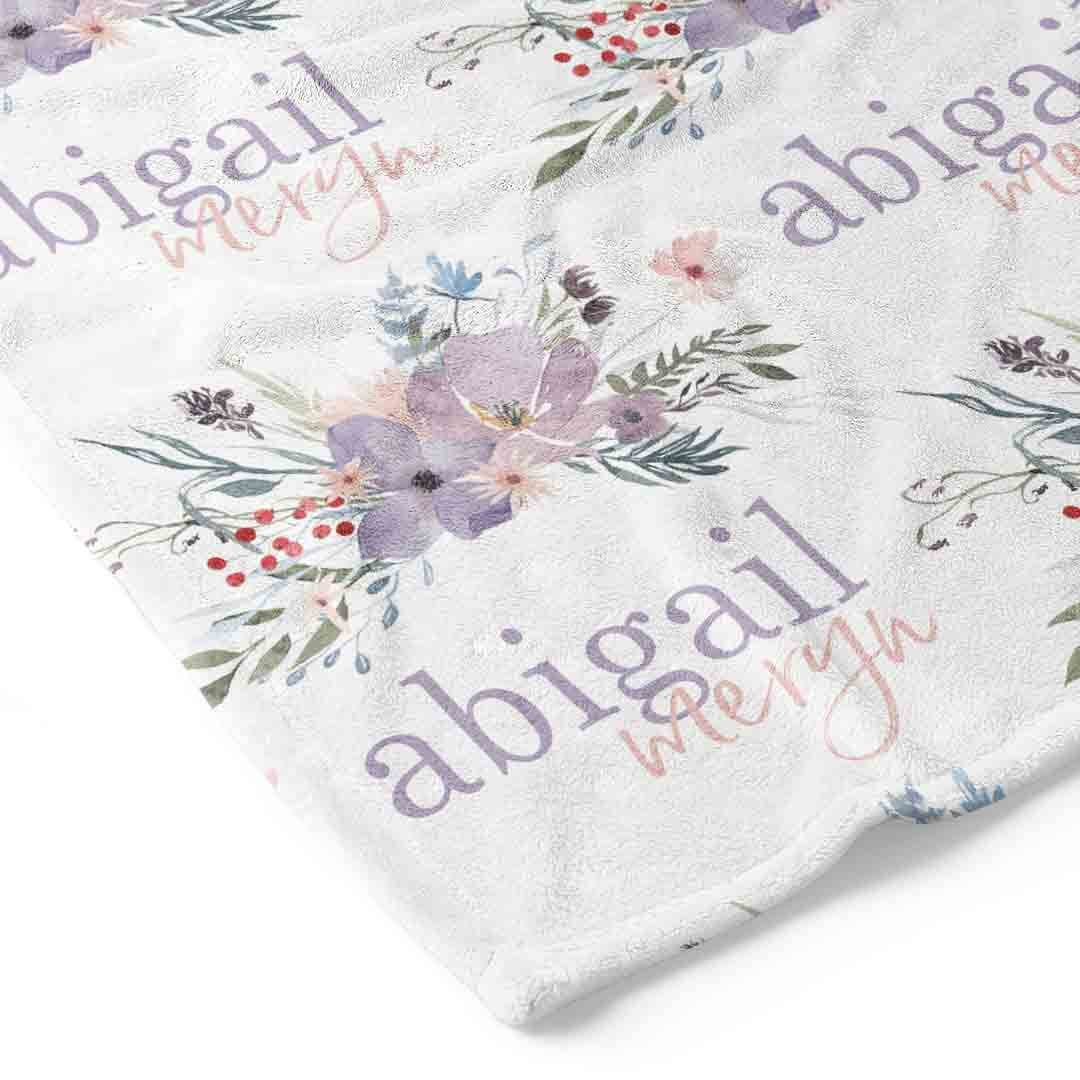 Rowan's Dusty Purple Floral Personalized Toddler Blanket