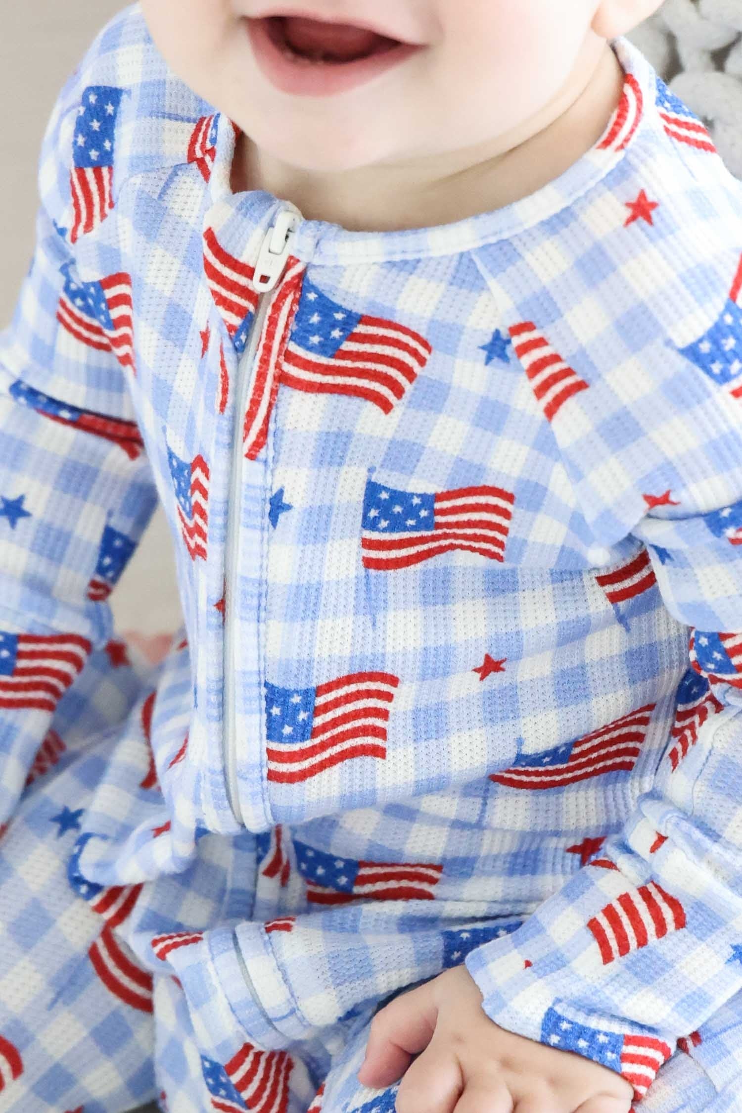 Bamboo Waffle Convertible Zip Romper | Star-Spangled Picnic