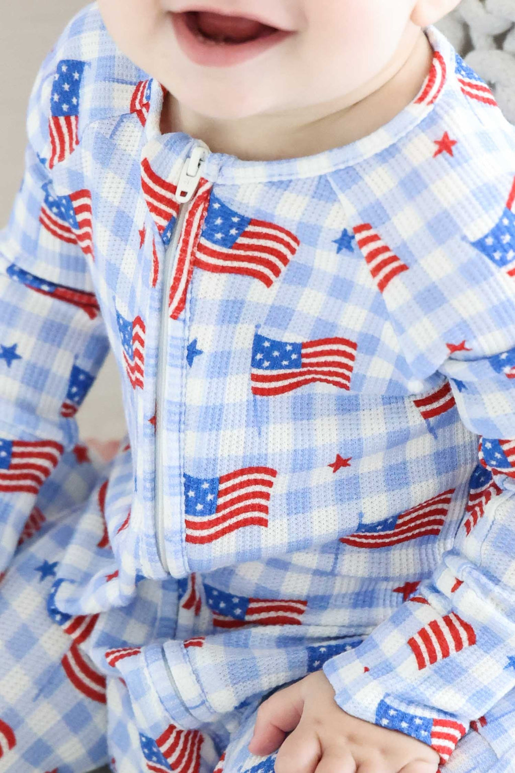 Bamboo Waffle Convertible Zip Romper | Star-Spangled Picnic