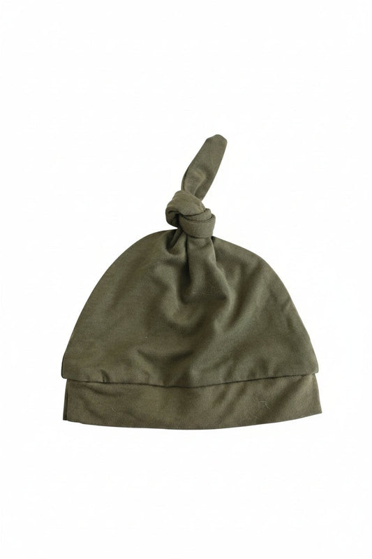 Solid Olive Bamboo Knotted Hat