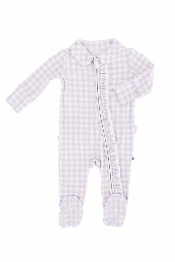 Peter Pan Collar Ruffle Zipper Footie