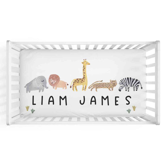 Safari Party Personalized Crib Sheet
