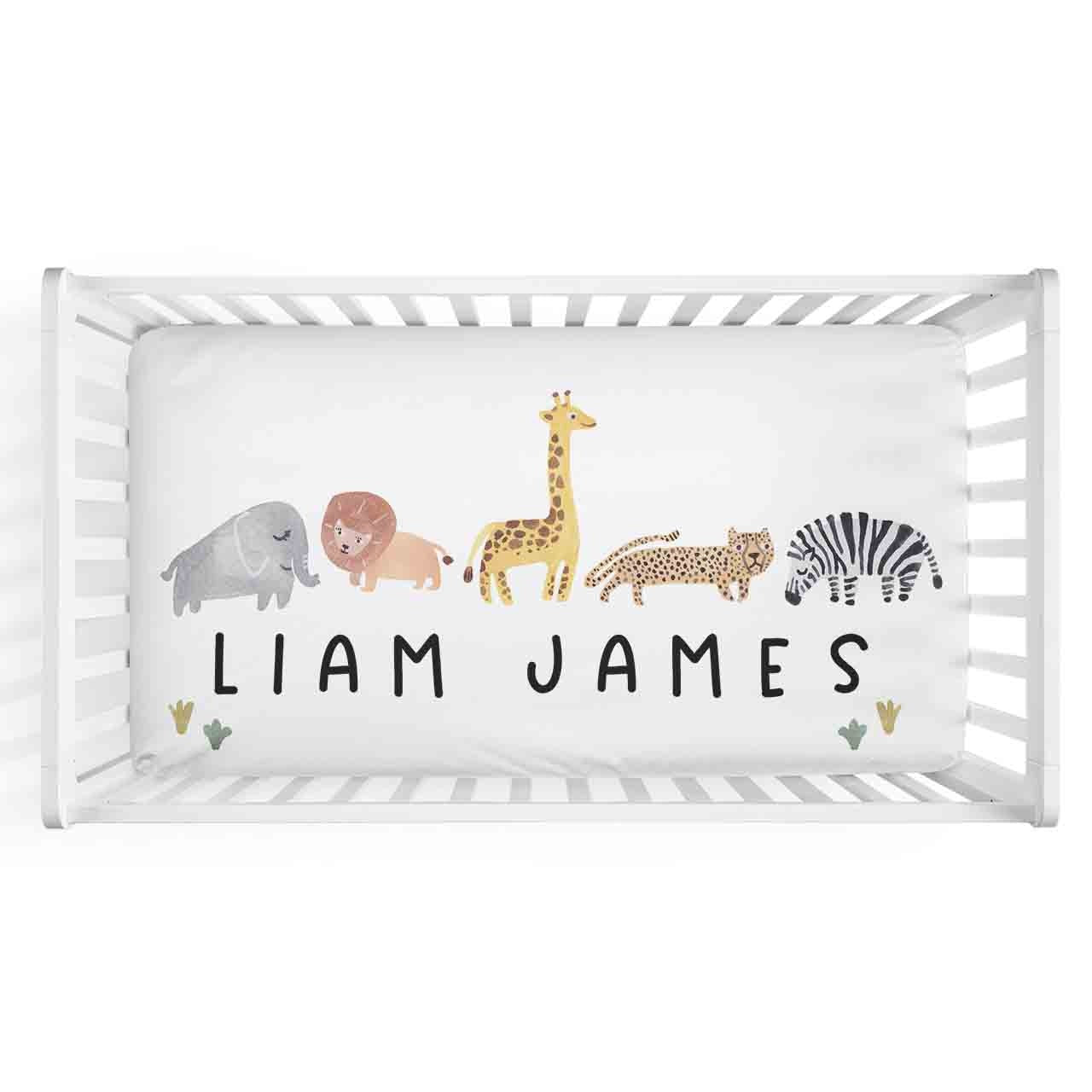 Safari Party Personalized Crib Sheet