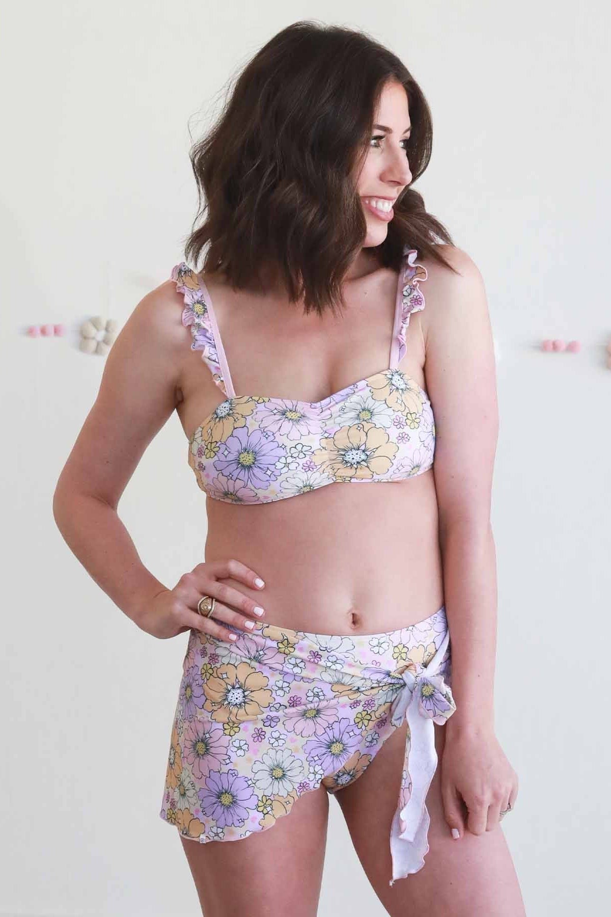 Women's Bikini with High Waisted Bottom | Disco Daisies