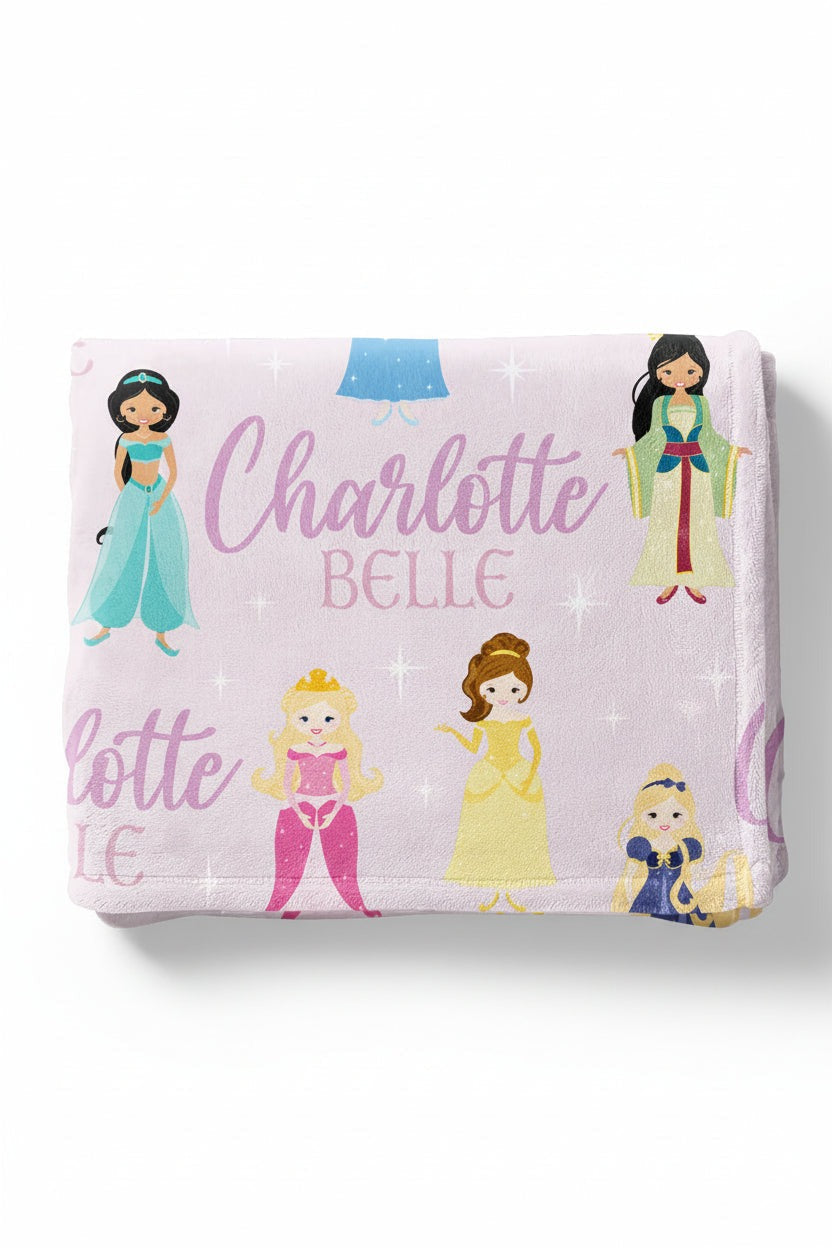 Pretty Princess Personalized Toddler Blanket