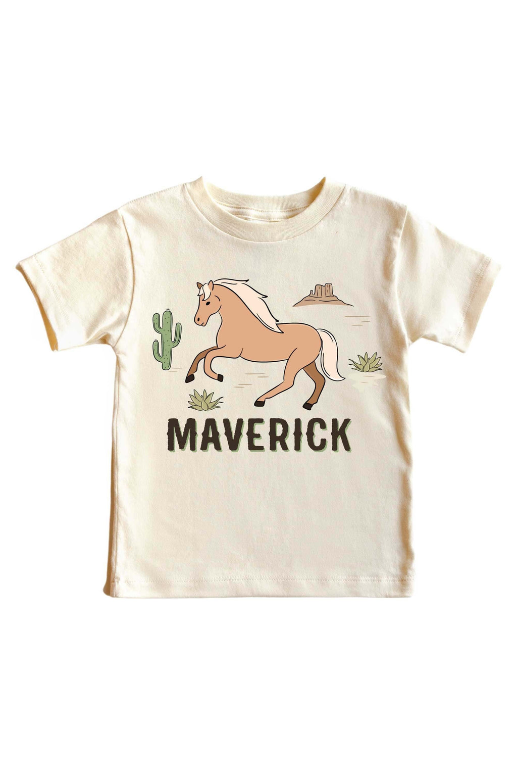 Personalized Pony Club Neutral Graphic Bodysuit & Kids Tee | Natural