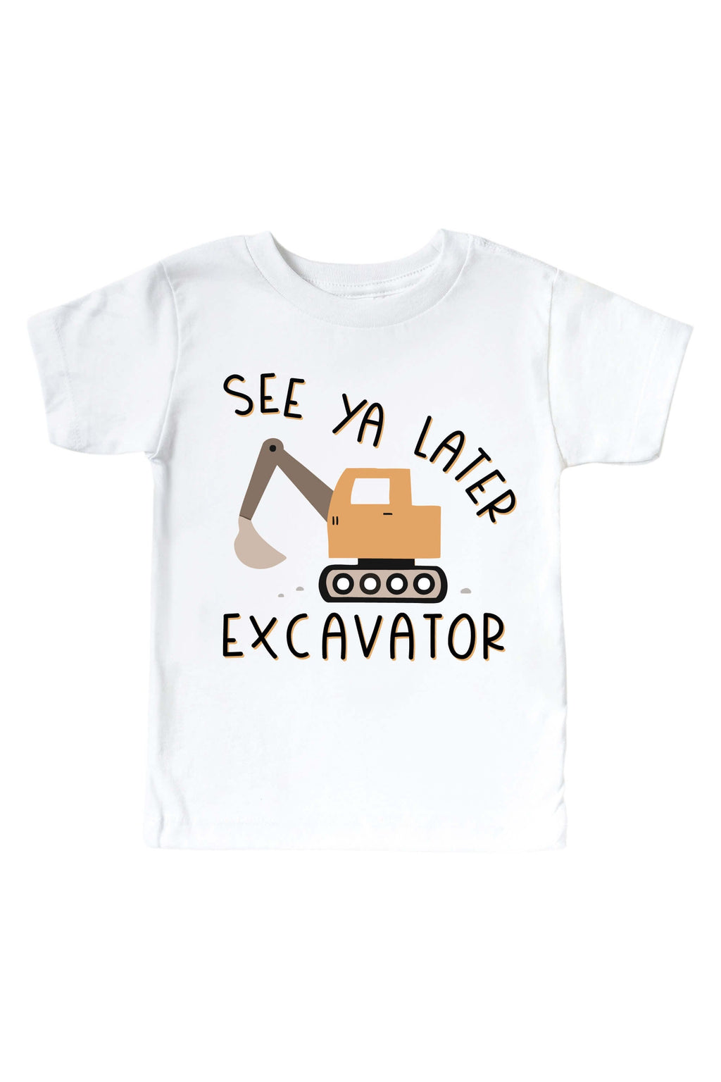 See Ya Later Excavator Graphic Bodysuit & Kids Tee | White