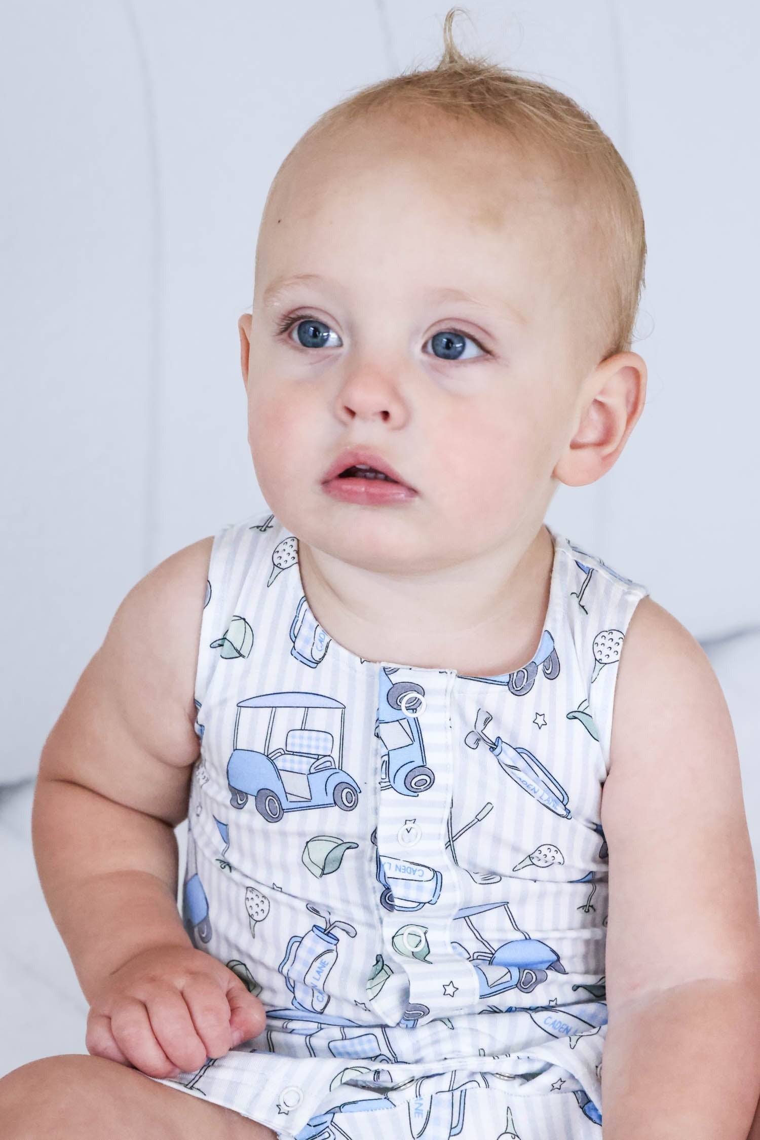Sleeveless Snap Romper | Caddie Crew Blue