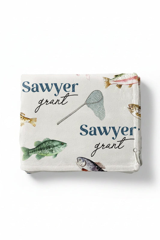 Gone Fishing | Personalized Kids Blanket