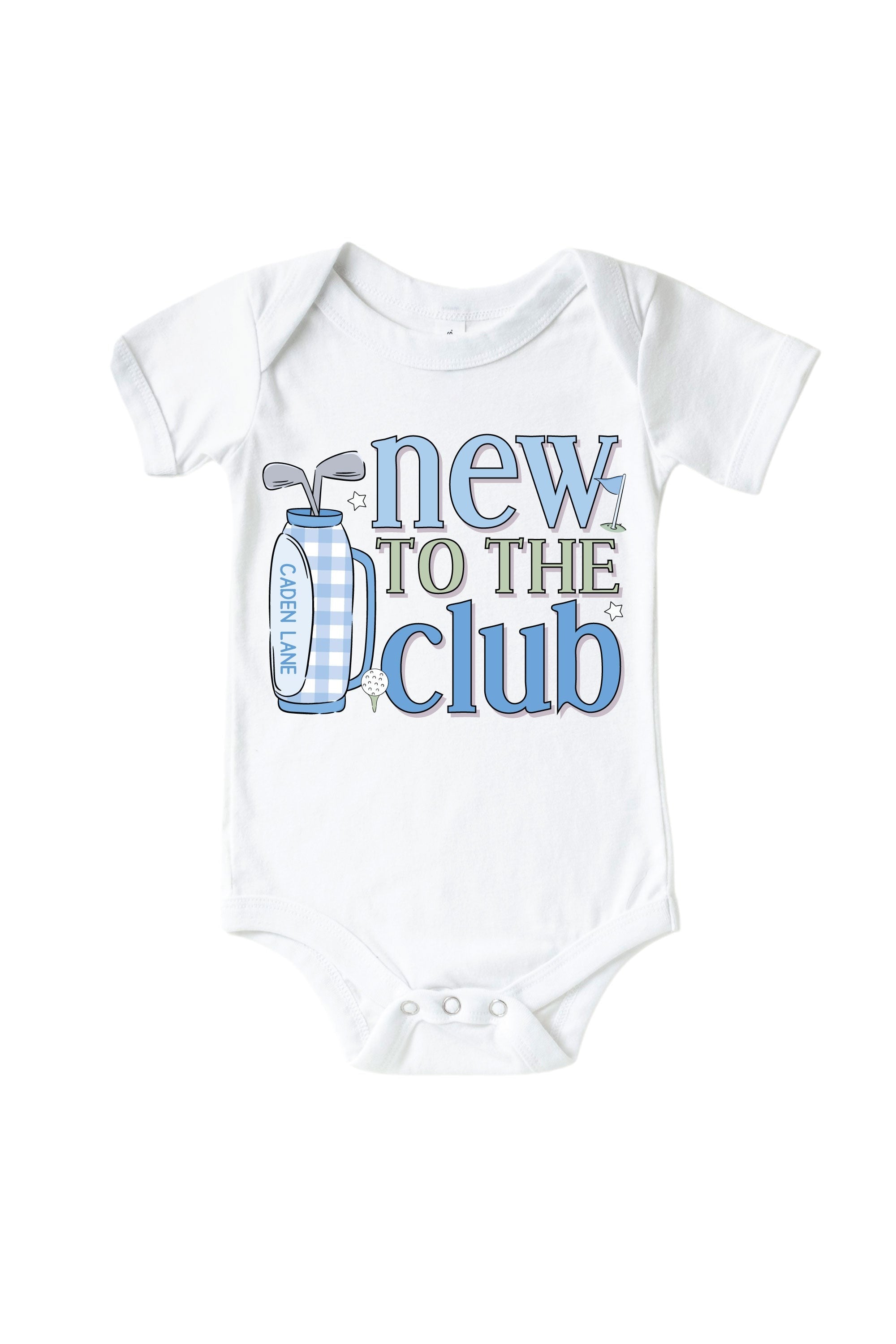 New To The Club Blue Graphic Bodysuit & Kids Tee | White