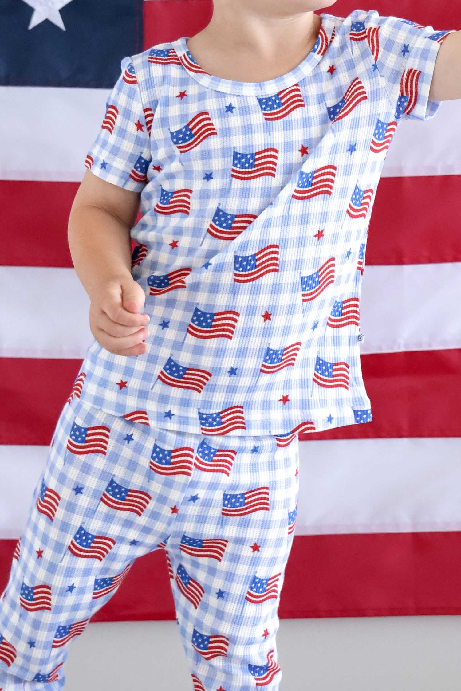 Bamboo Waffle Two Piece Pajama Set | Star-Spangled Picnic