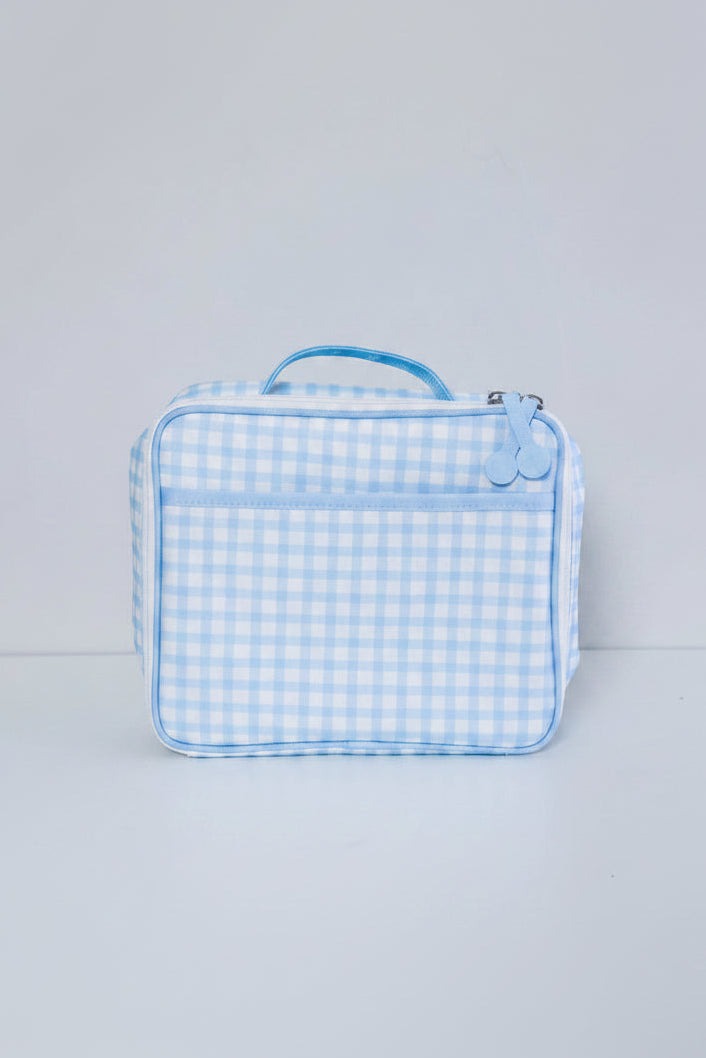 Kids Embroidered Lunchbox | Blue Gingham