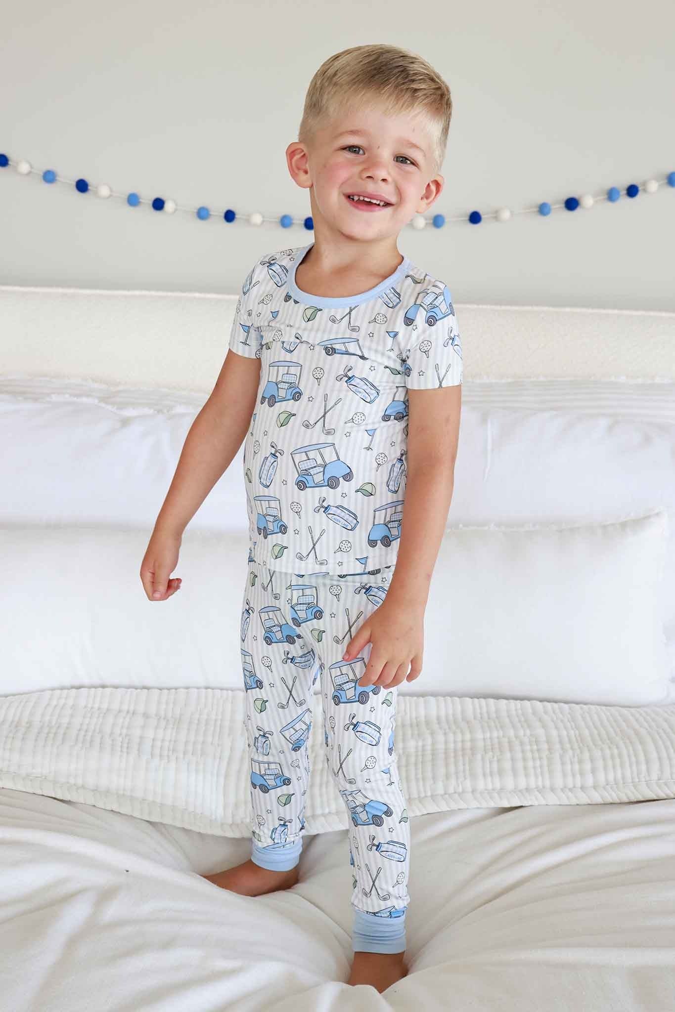 Two Piece Bamboo Pajama Set | Caddie Crew Blue