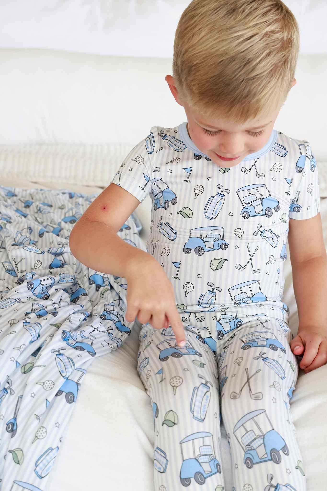 Two Piece Bamboo Pajama Set | Caddie Crew Blue