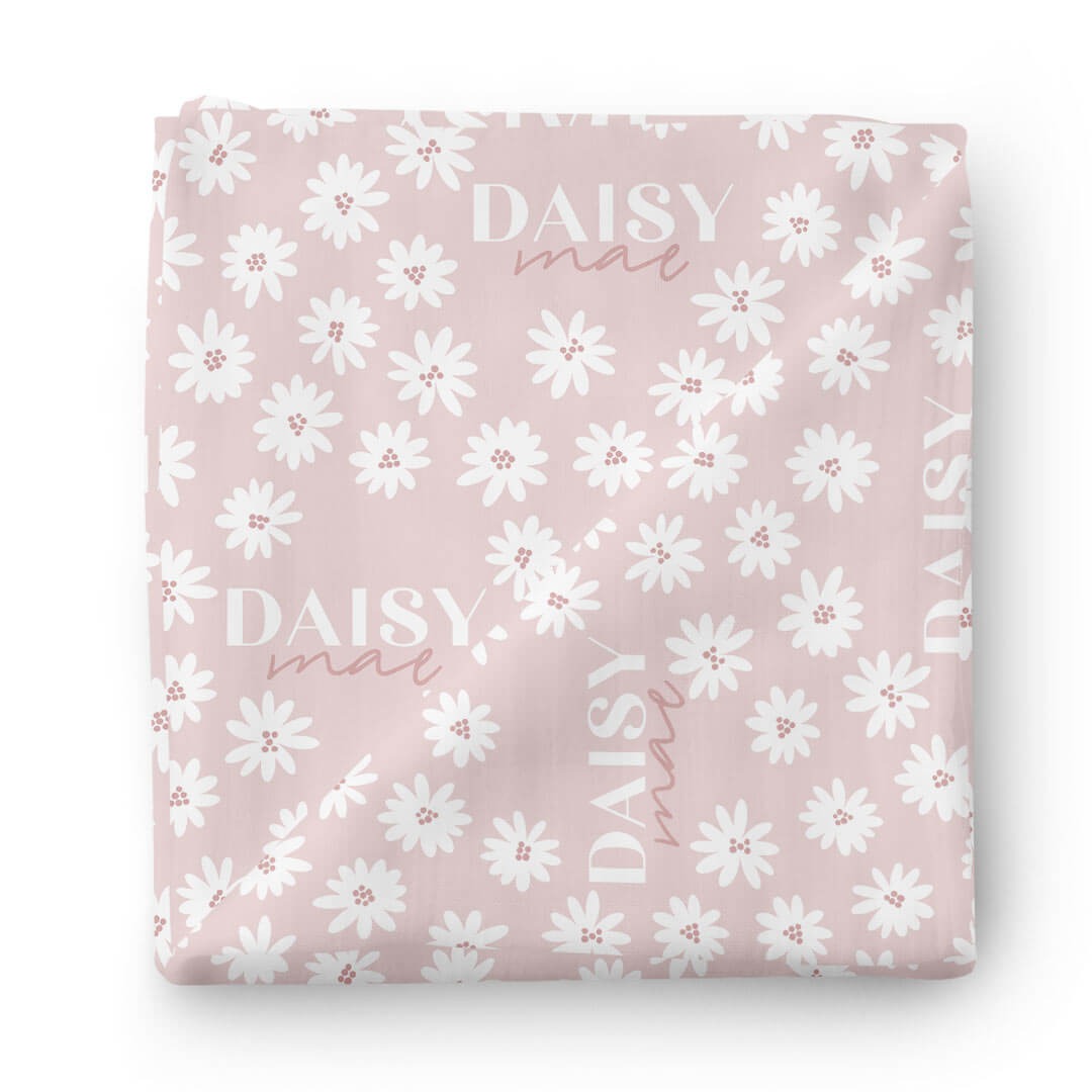 Pink Daisy Personalized Swaddle Blanket