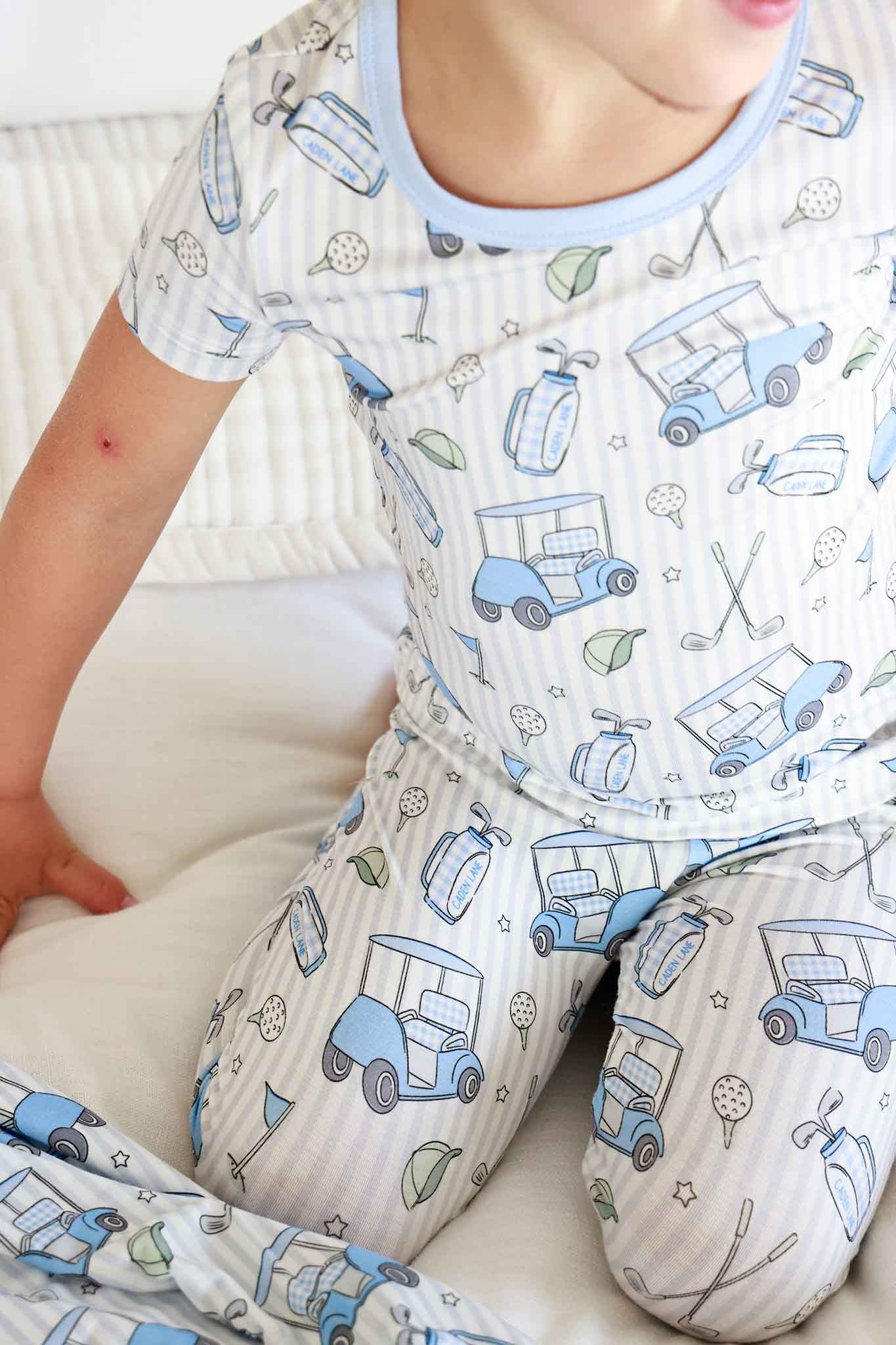 Two Piece Bamboo Pajama Set | Caddie Crew Blue