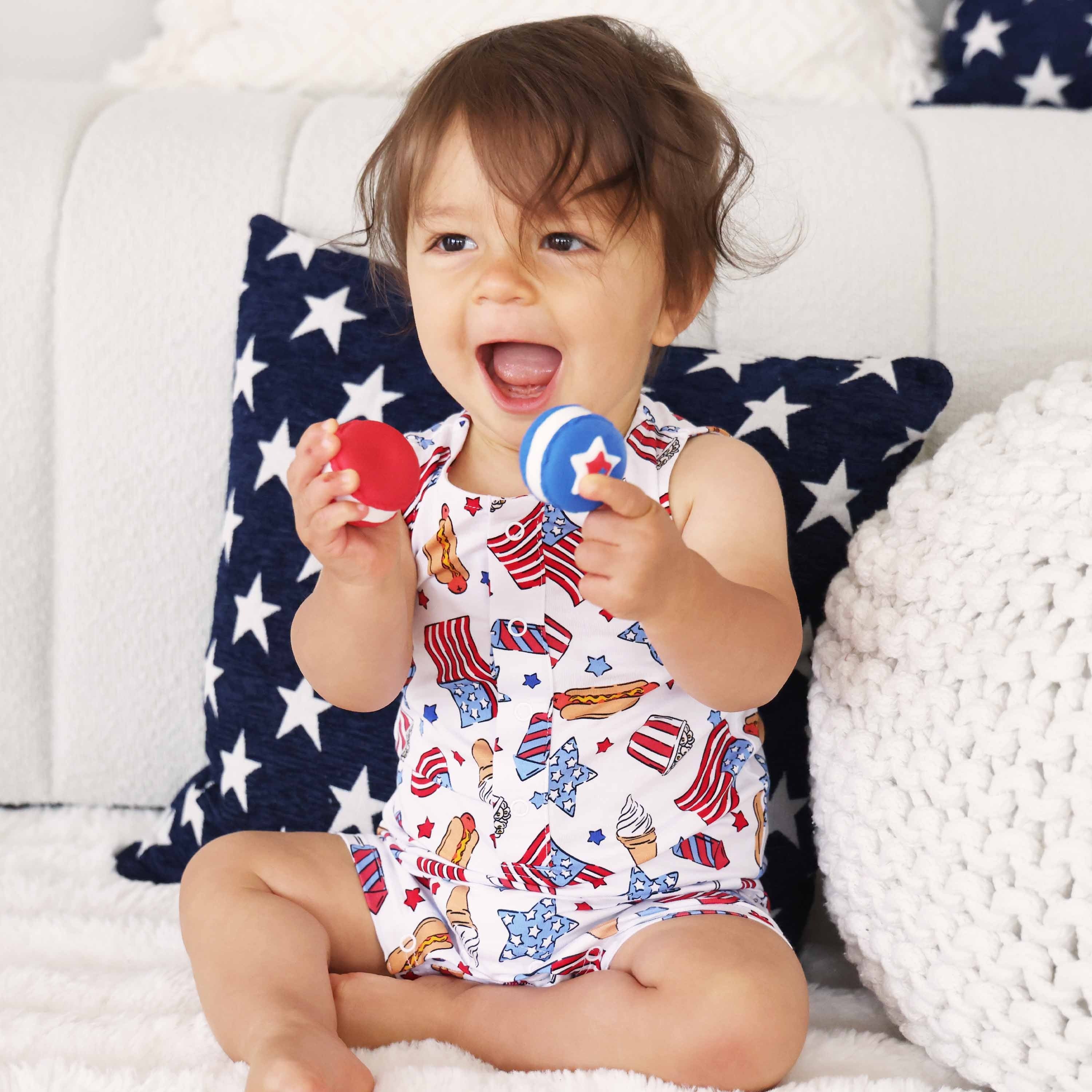 Sleeveless Snap Romper | Party in the USA Fireworks