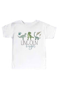Personalized Dinosaur Friends Kids Graphic Tee | White