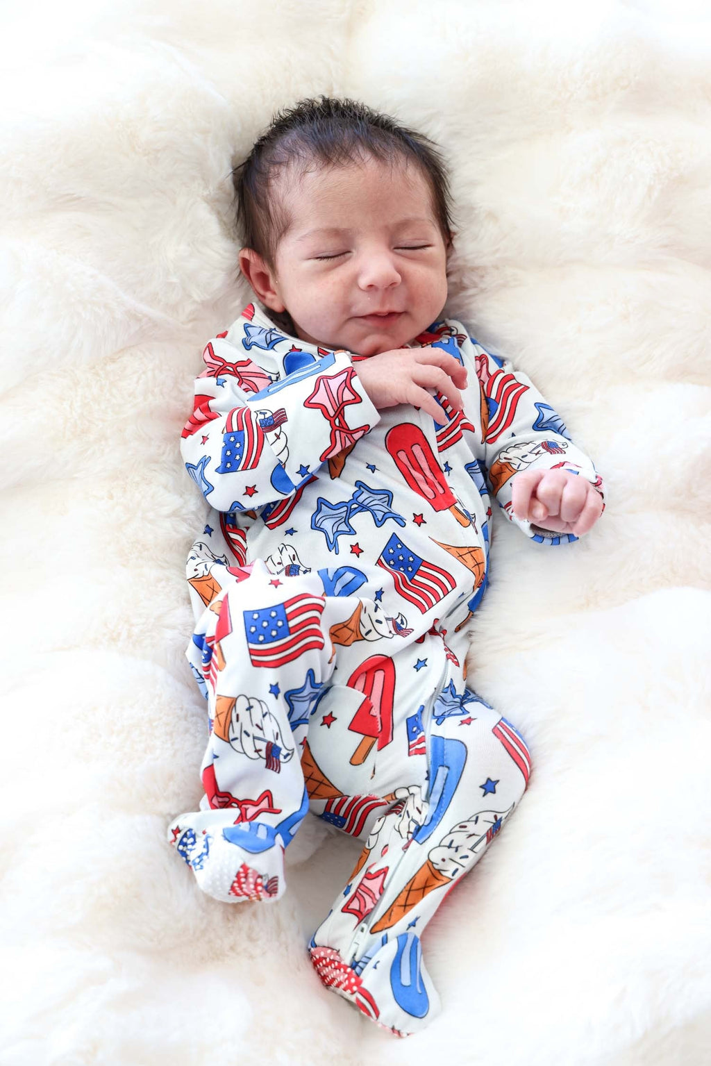 Zipper Footie | Red, White & Cool