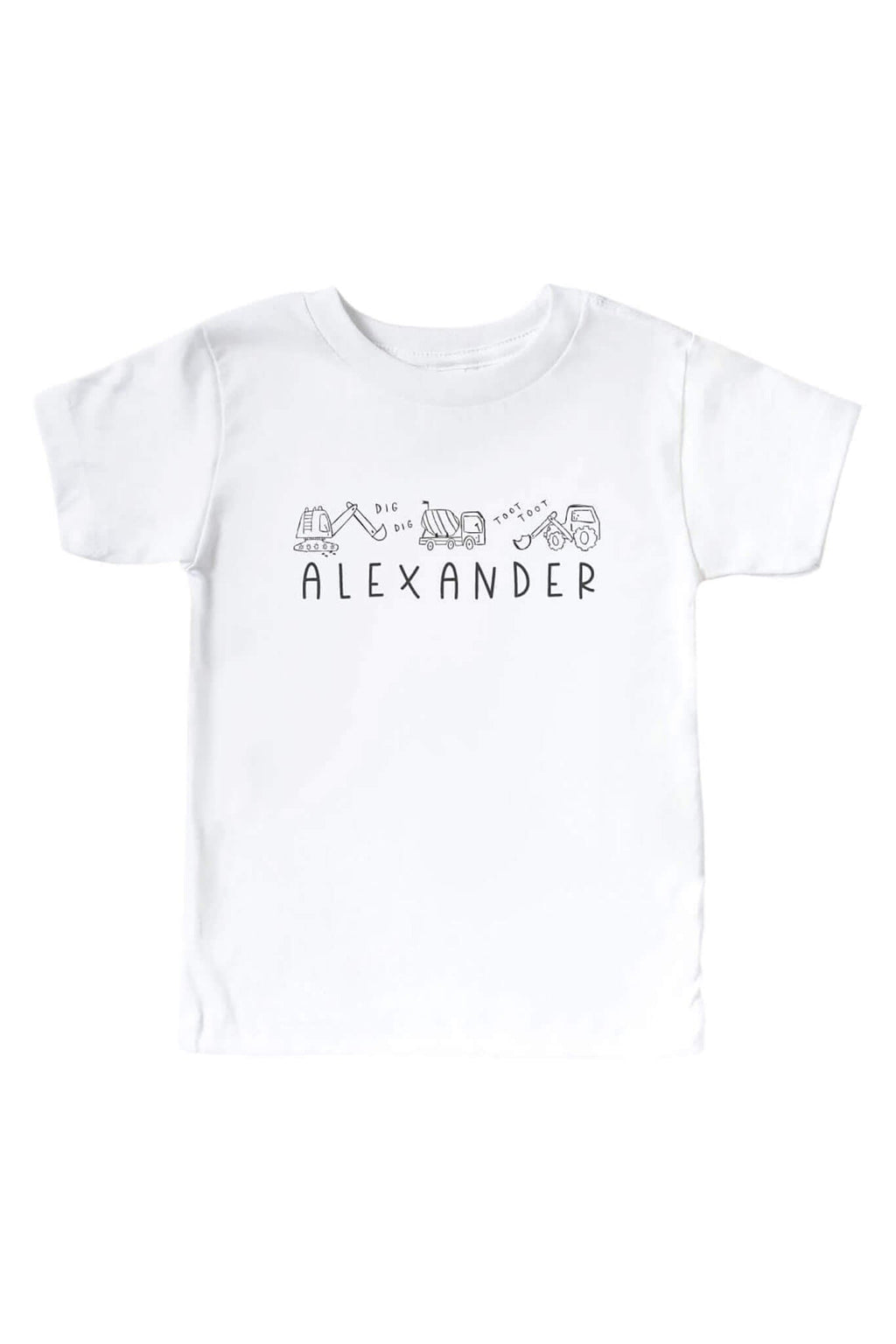 Personalized Doodle Dozers Kids Graphic Tee | White