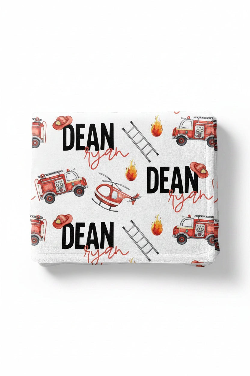 Firetrucks Personalized Toddler Blanket