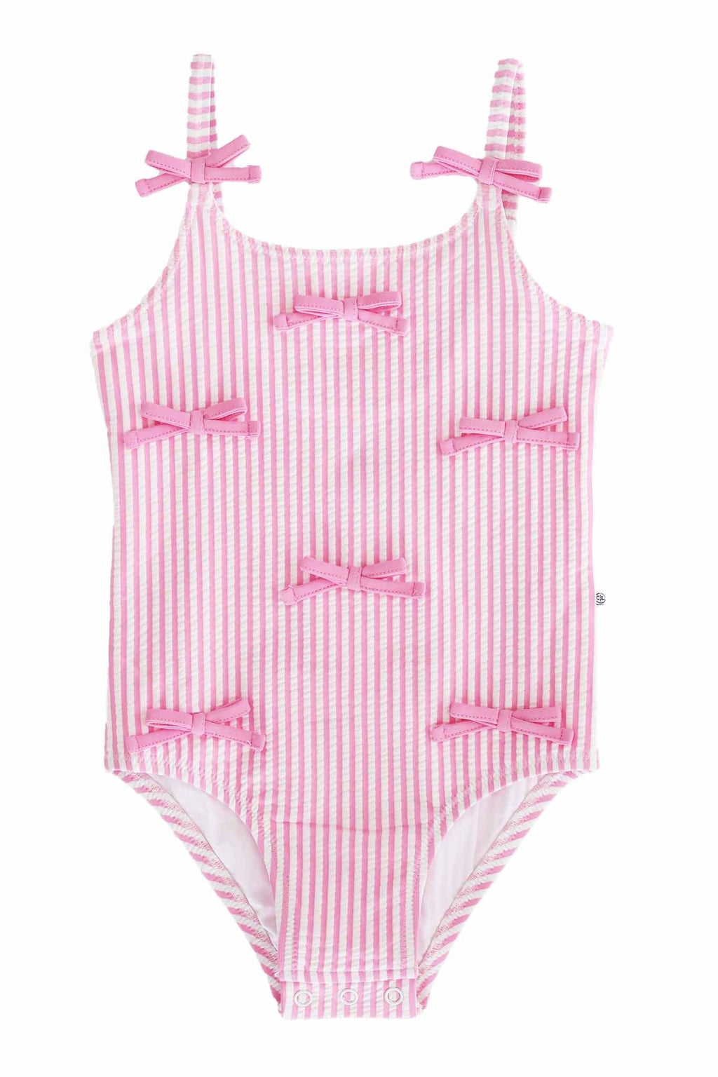 Tiny Bows One Piece | Seersucker Dusty Pink