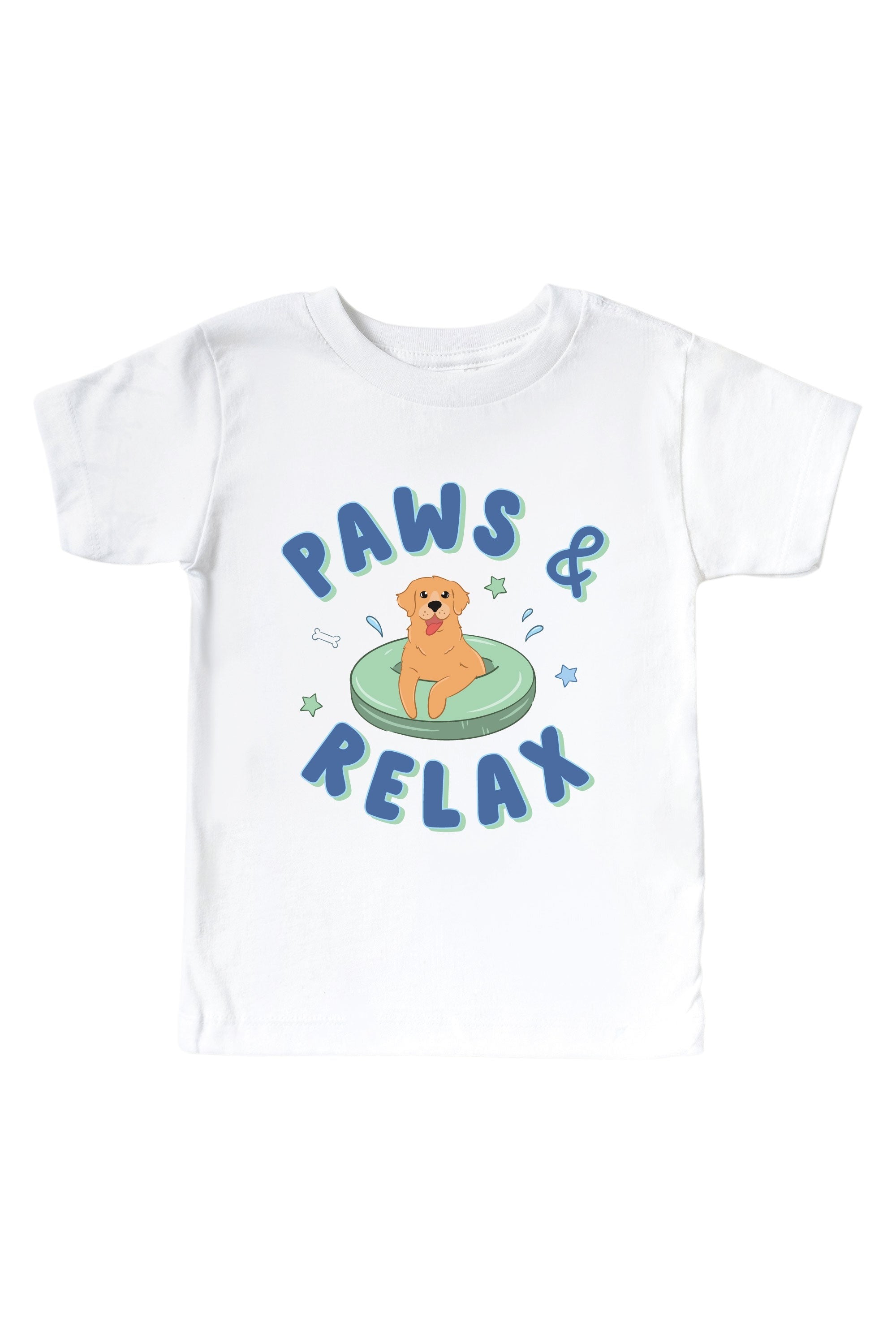 Paws & Relax Blue Graphic Bodysuit & Kids Tee | White