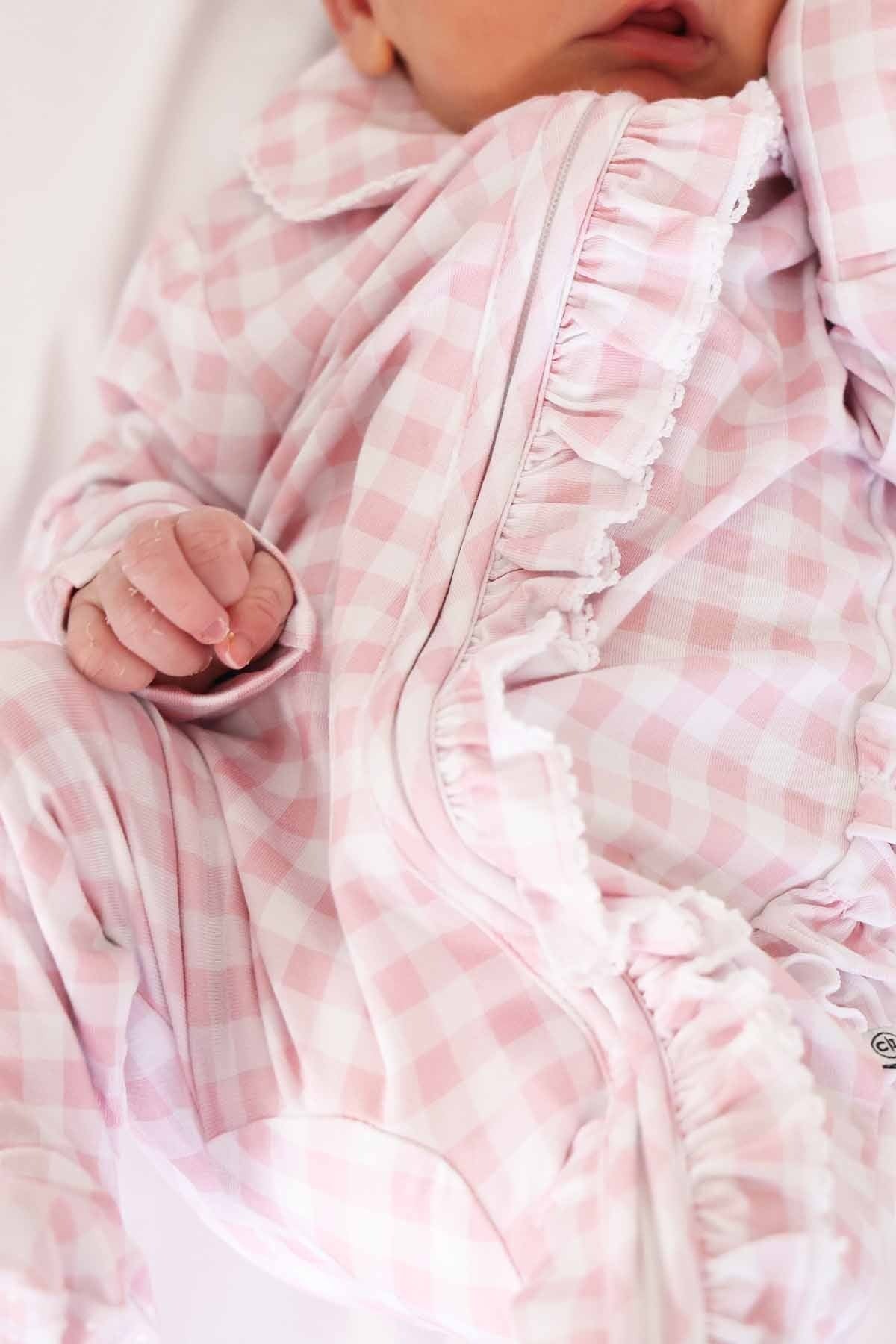 Peter Pan Collar Ruffle Zipper Footie