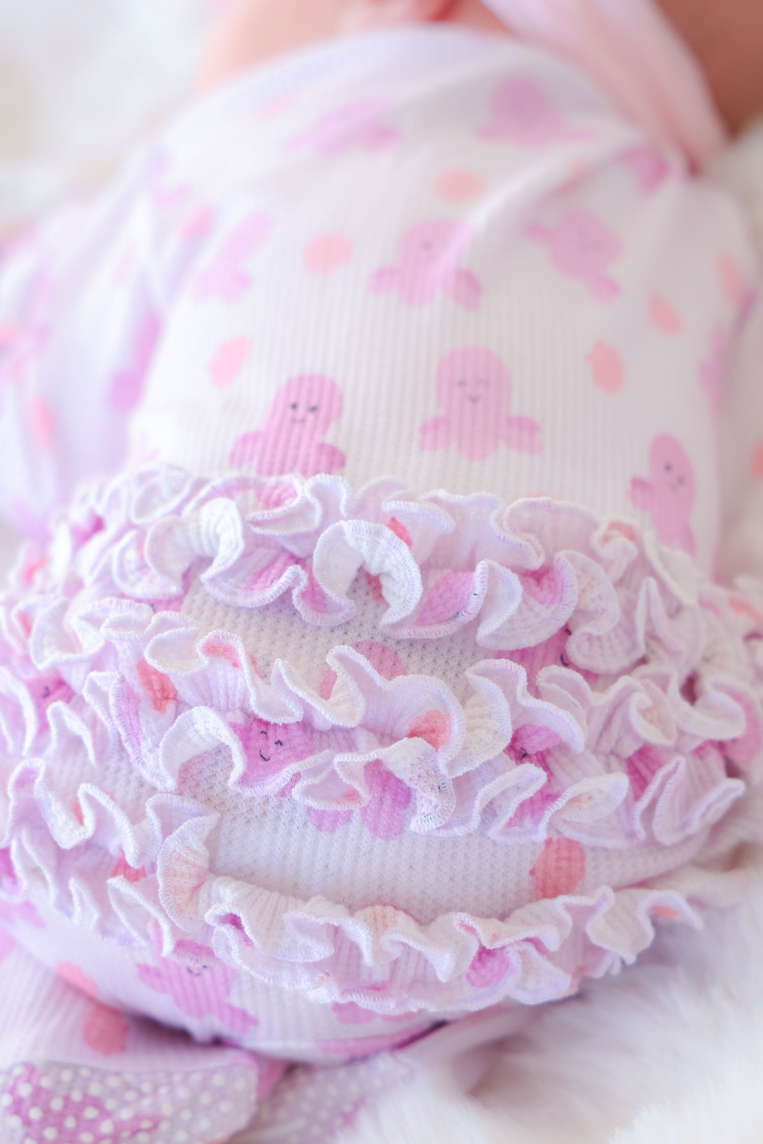 Bamboo Waffle Ruffle Zipper Footie | Sea Snuggles