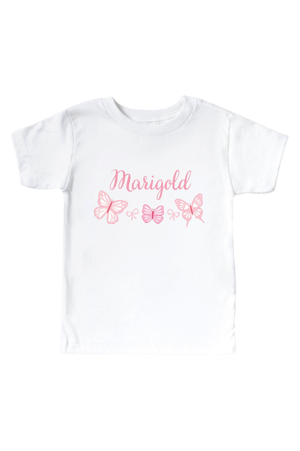 Personalized Blooming Butterflies Graphic Bodysuit & Kids Tee | White