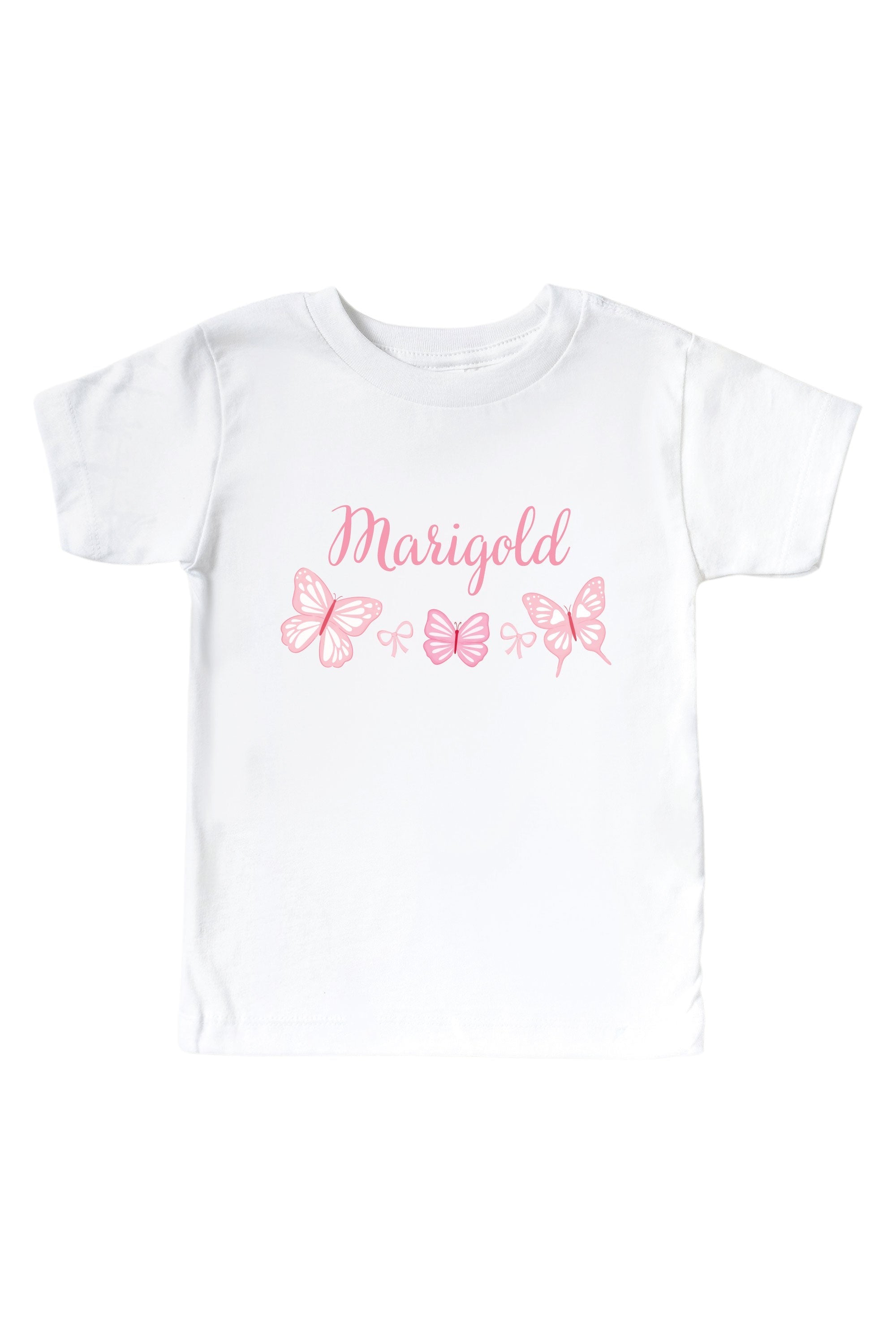 Personalized Blooming Butterflies Graphic Bodysuit & Kids Tee | White