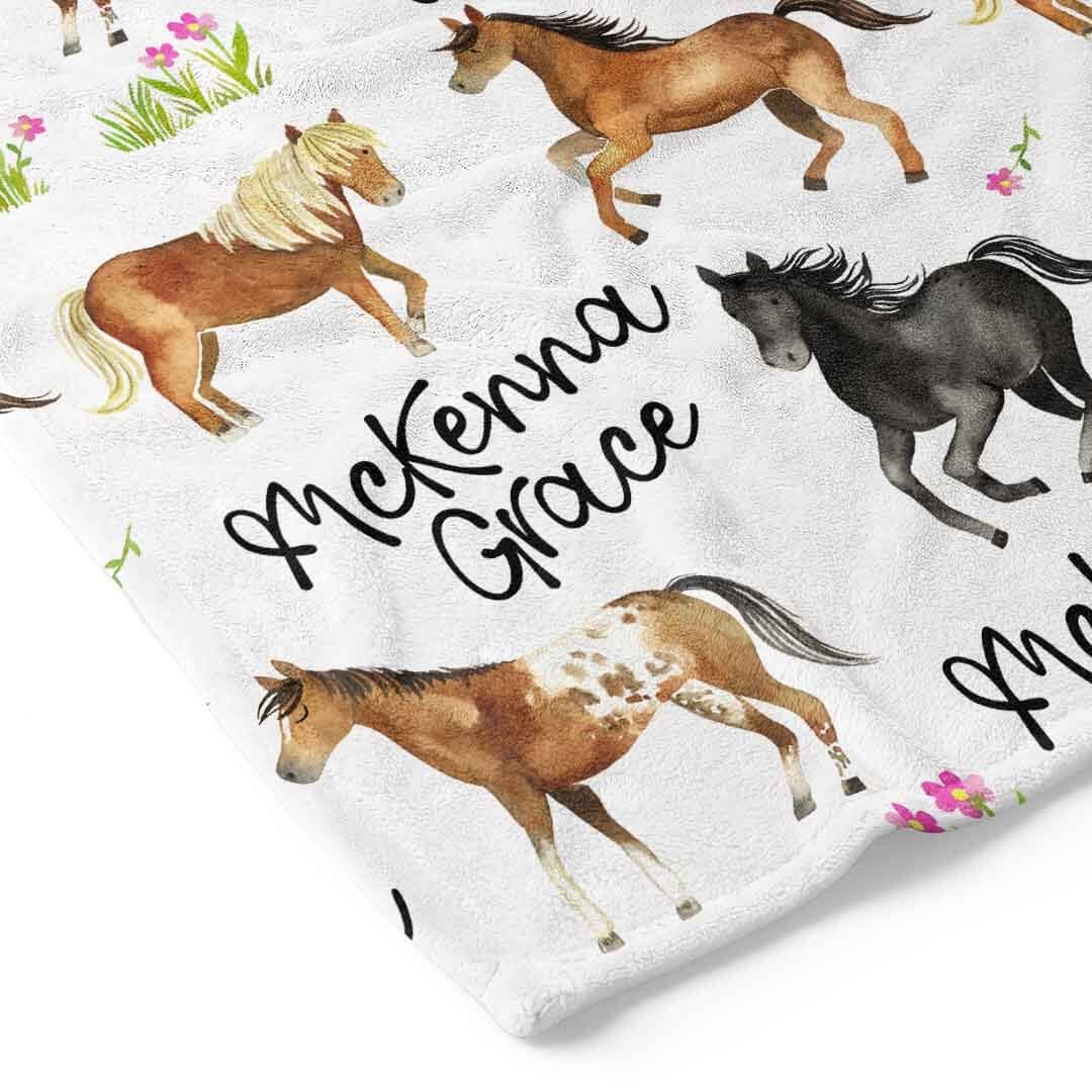 Happy Horses Personalized Toddler Blanket